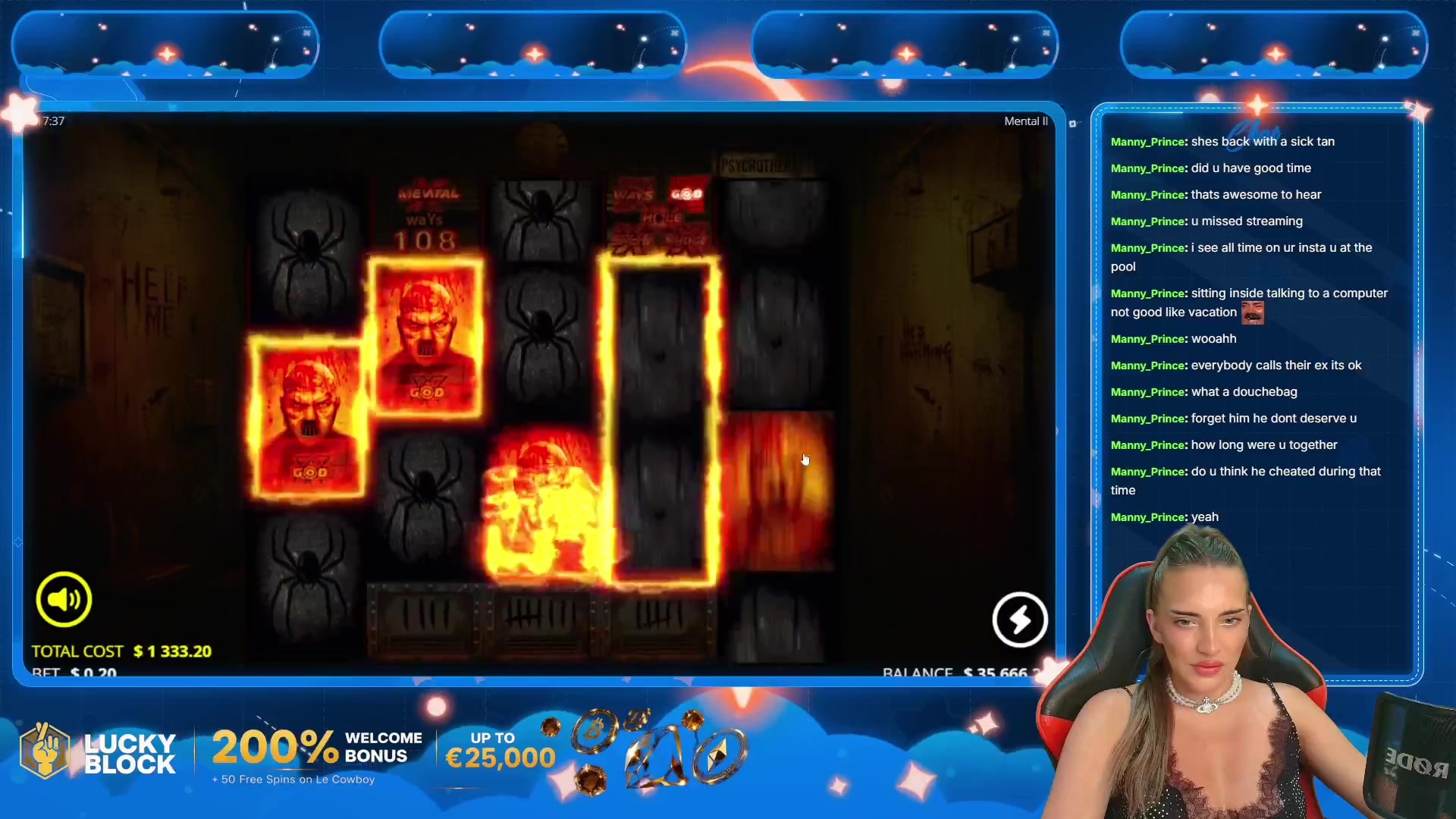 Mental II: $19,999.80 win (15.01x)
