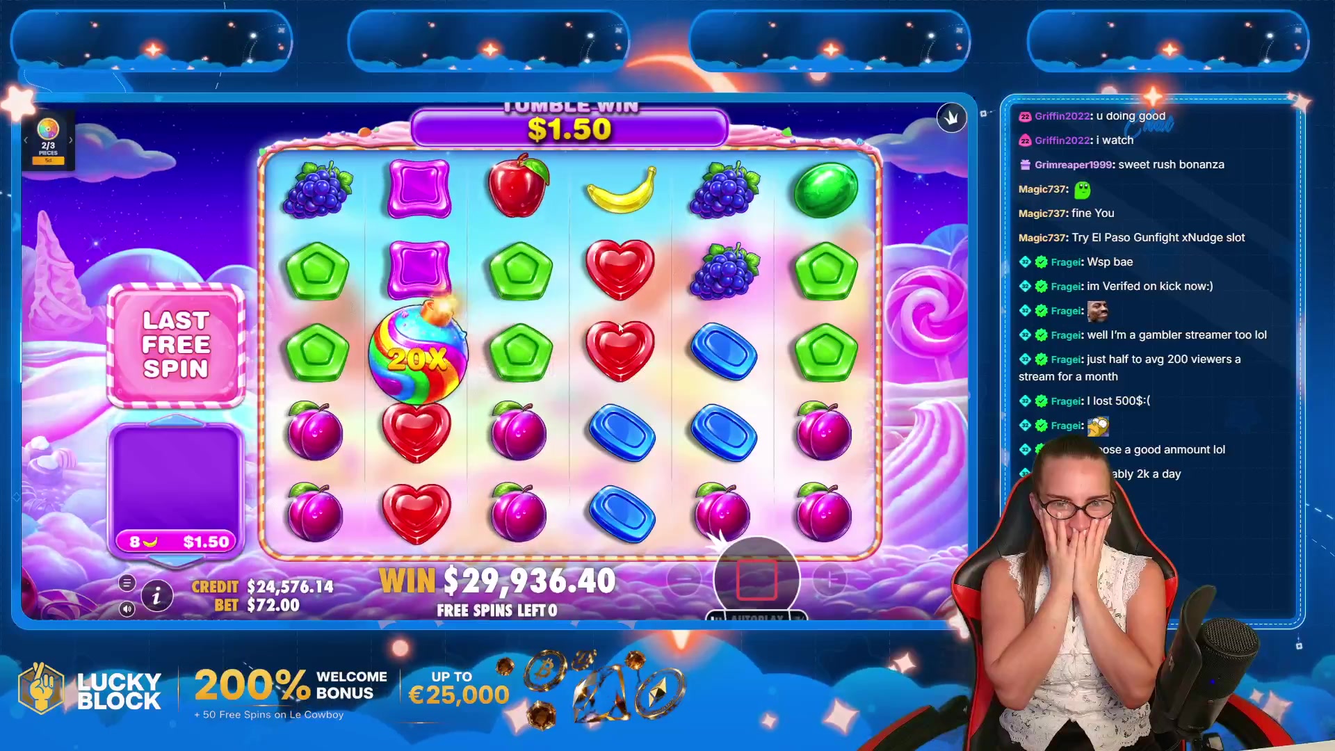 Sweet Bonanza 2500: $29,964.90 win (416.15x)