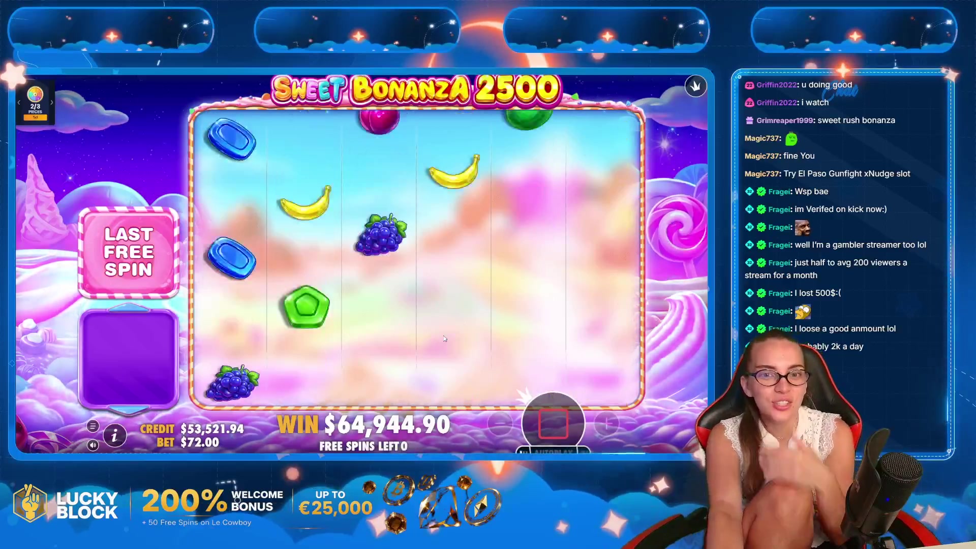 Sweet Bonanza 2500: $64,944.90 win (901.95x)