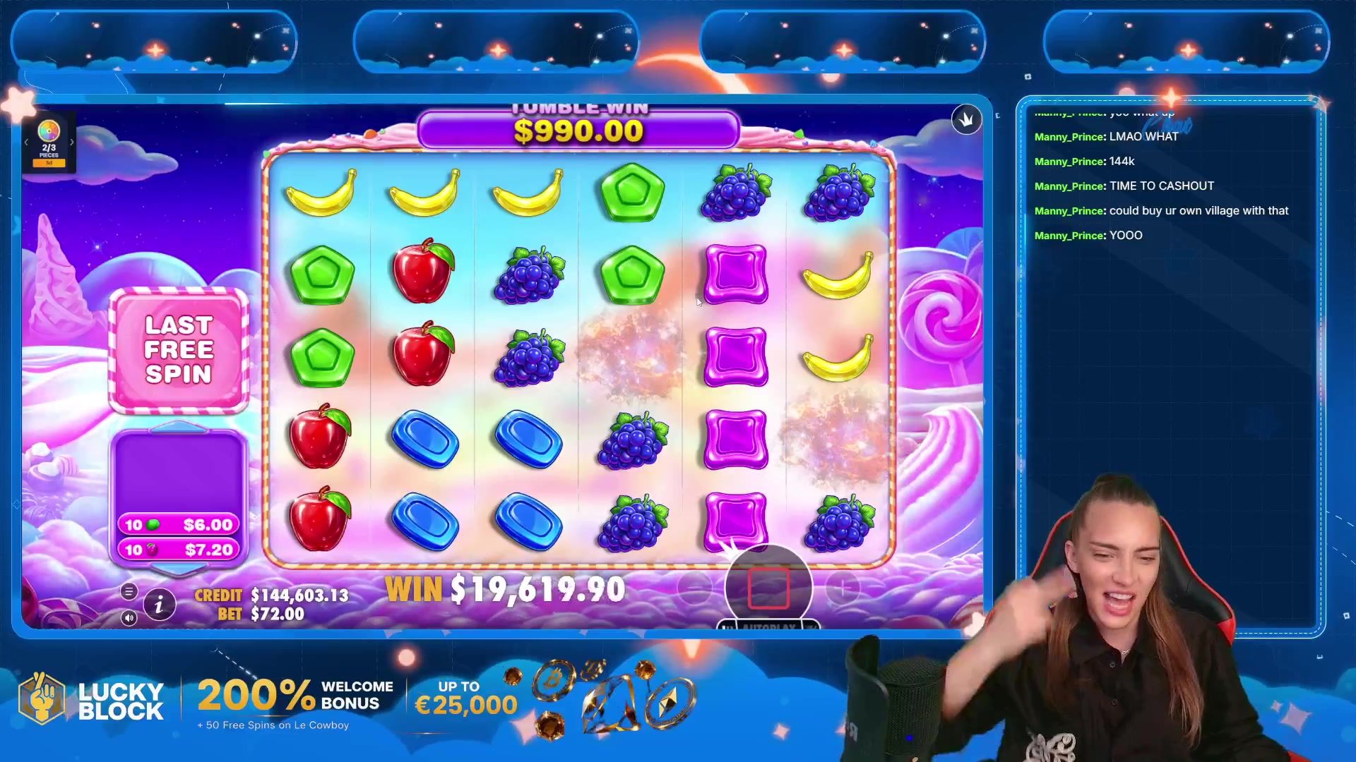 Sweet Bonanza 2500: $20,252.40 win (281.3x)