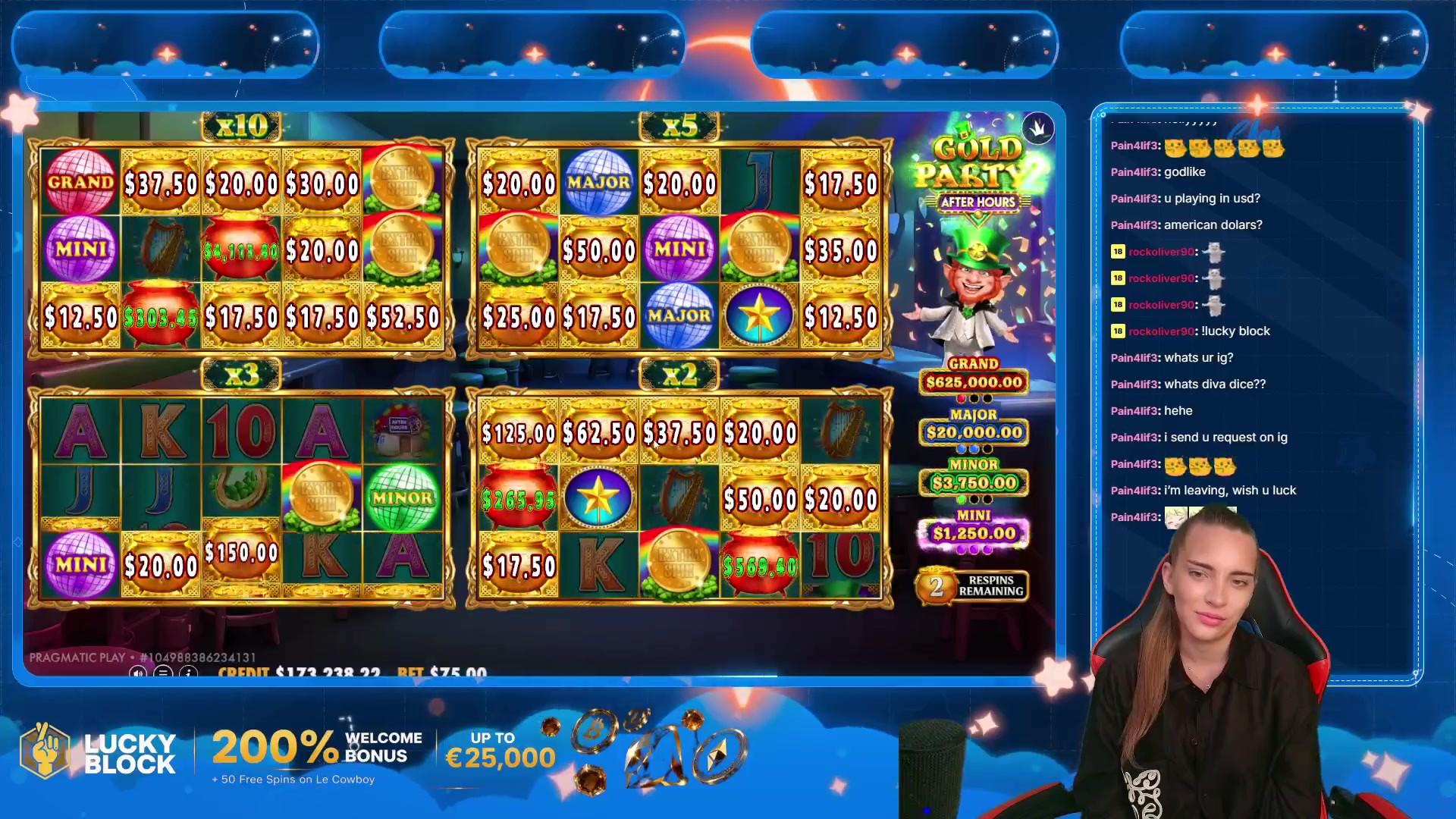 Gold Party 2 After Hours: $7,532.50 win (100.42x)