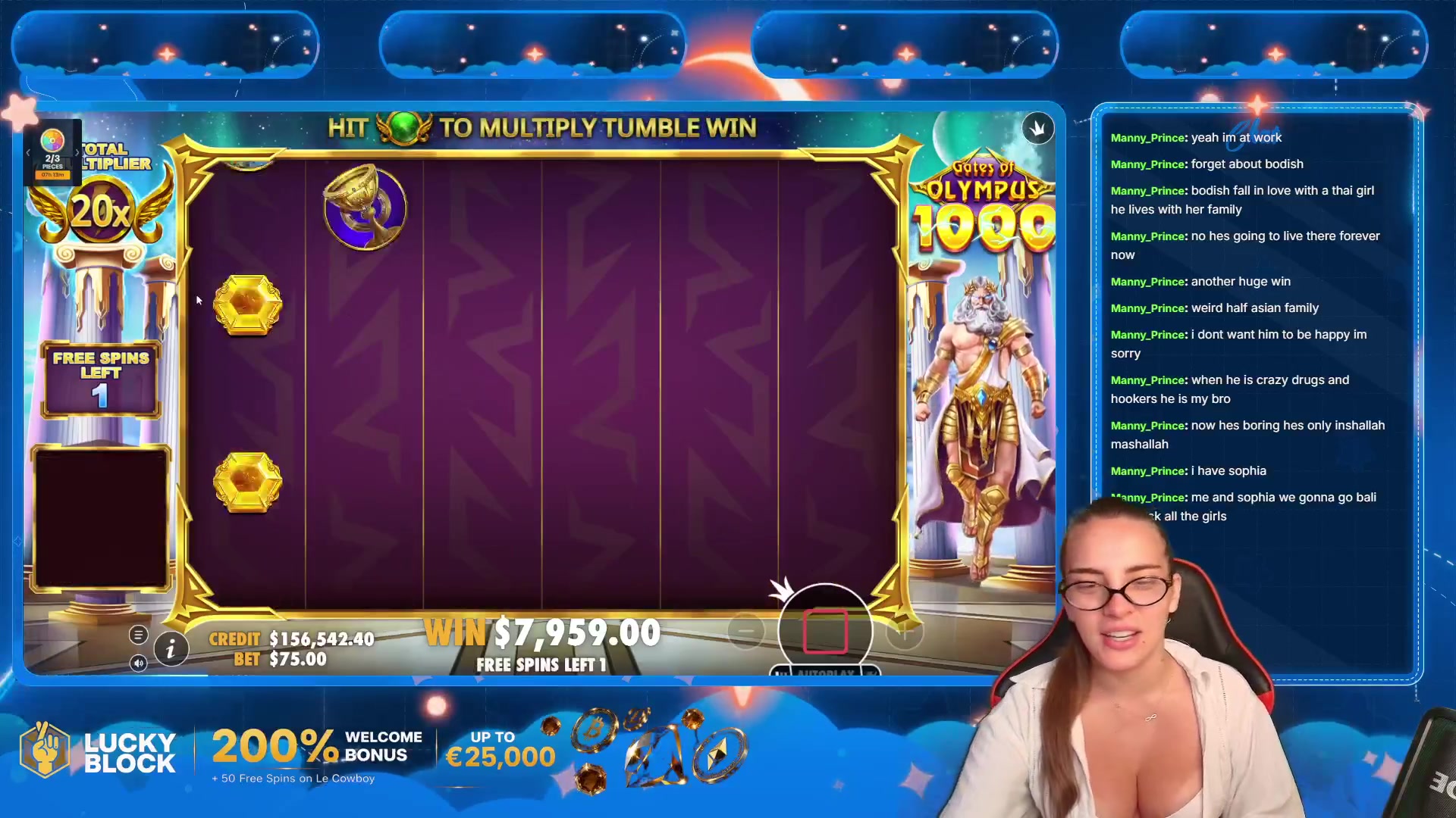 Gates of Olympus 1000: $7,959.00 win (106.16x)
