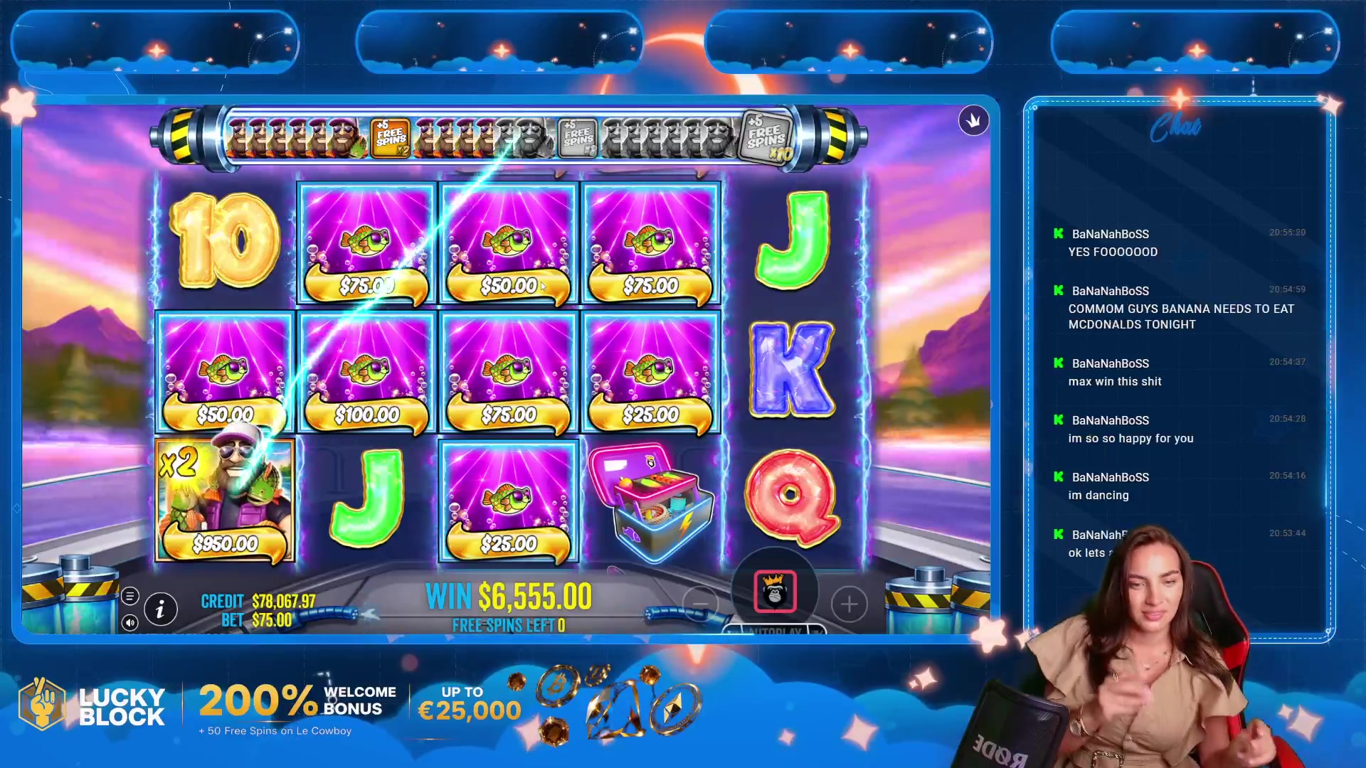 Big Bass Blast: $7,505.00 win (100.08x)