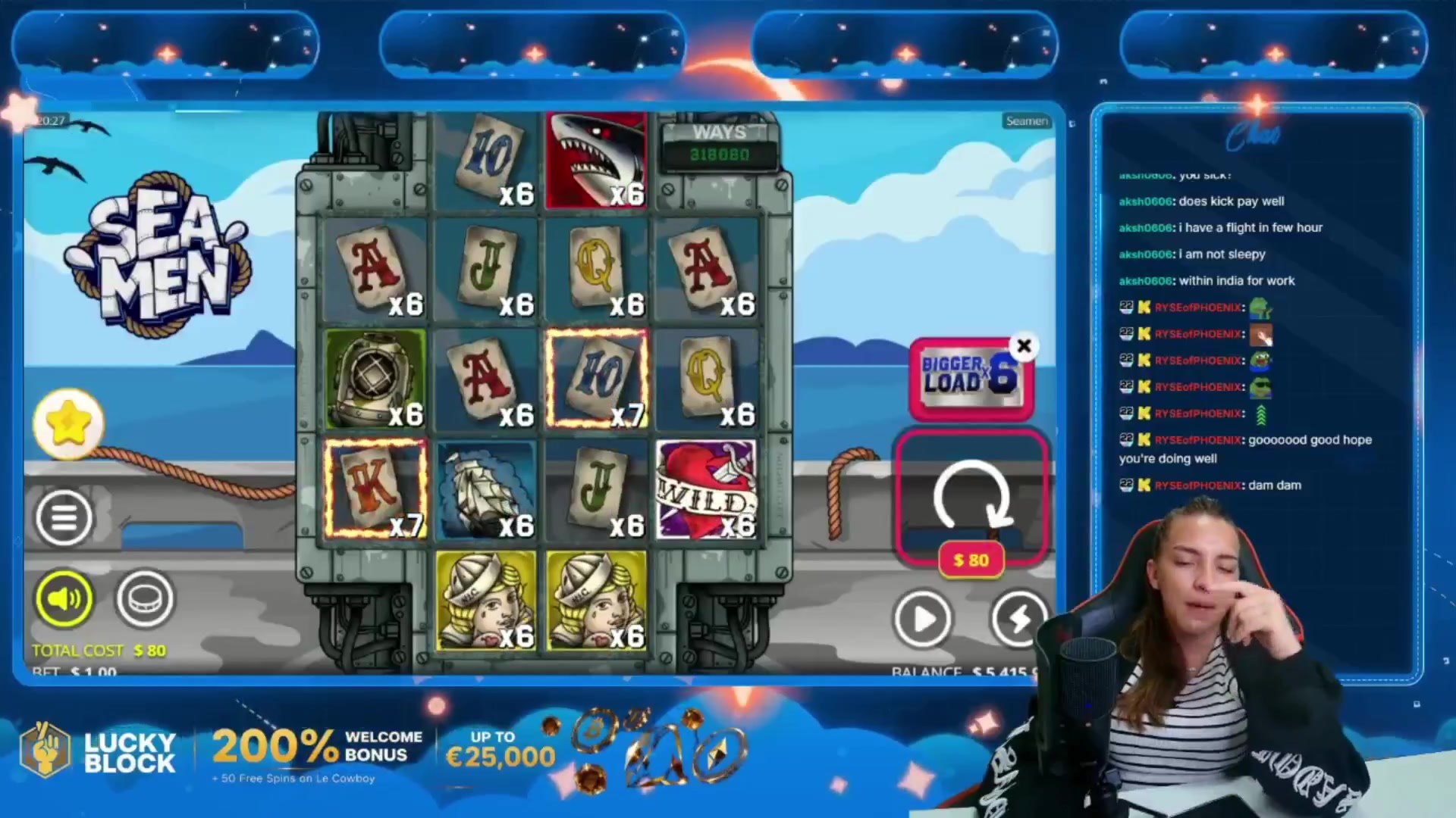 Seamen: $592.20 win (7.4x)