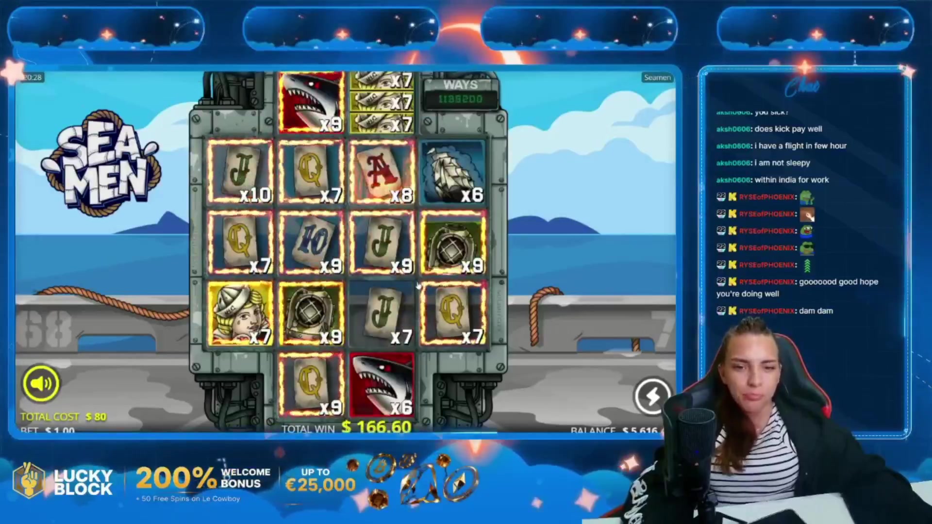 Seamen: $1,205.40 win (15.07x)