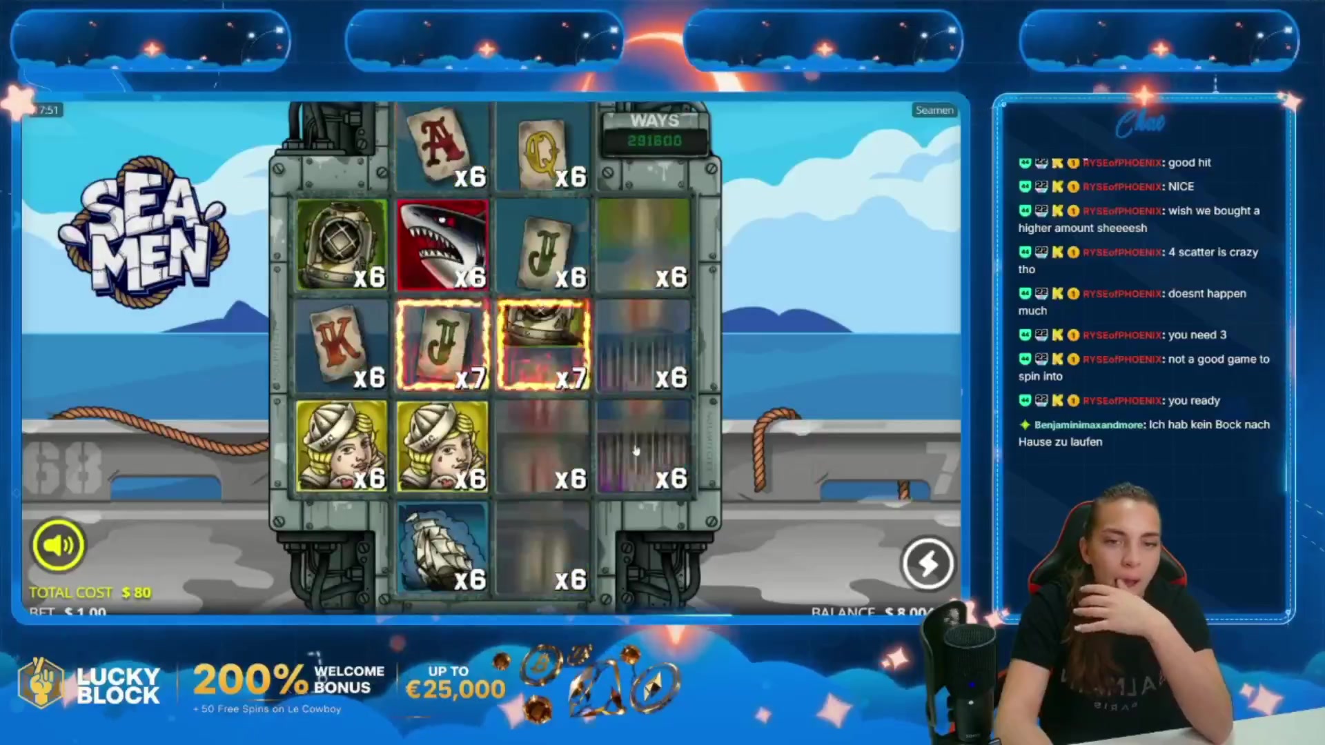 Seamen: $1,004.90 win (12.56x)