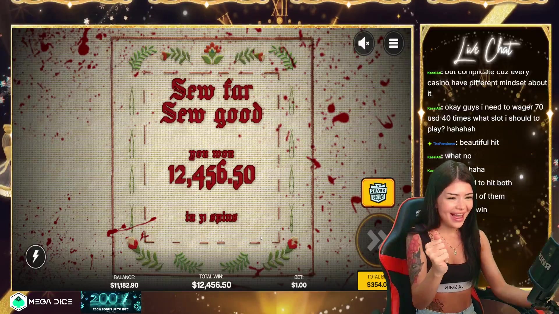 Sew: $12,456.50 win (35.19x)