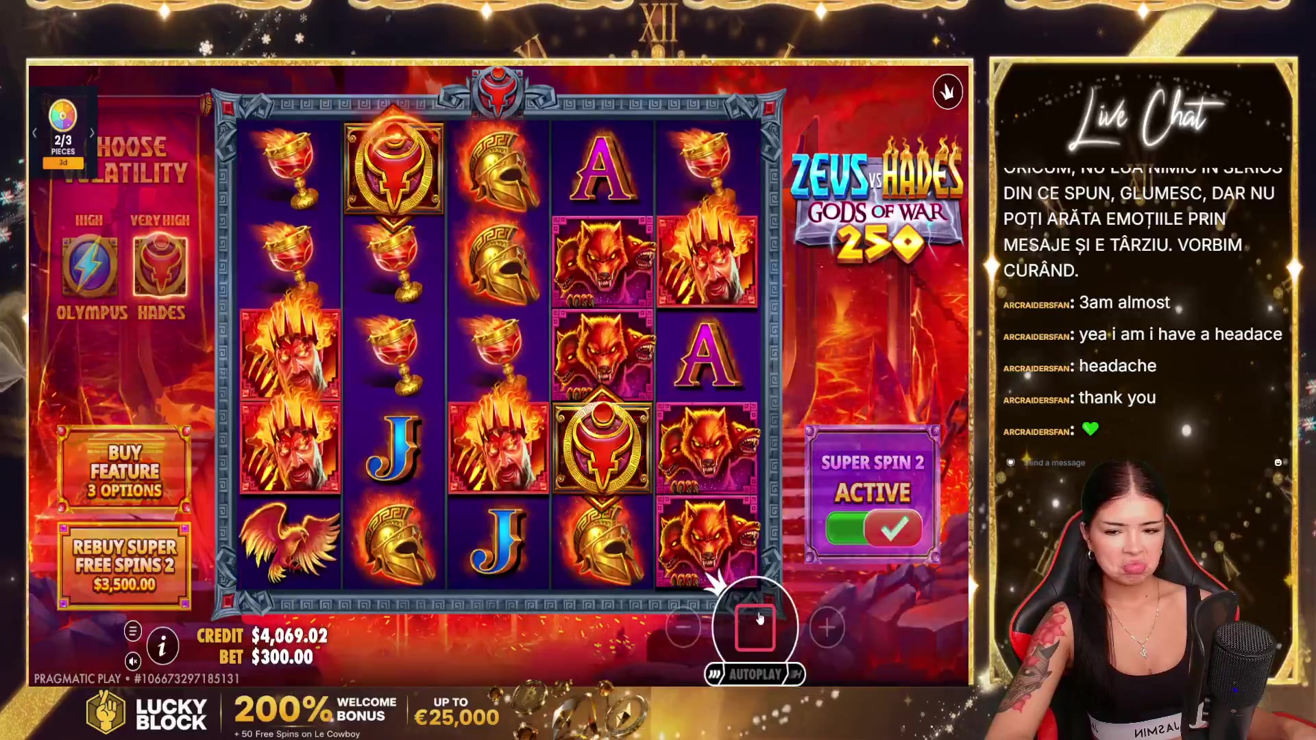 Zeus vs Hades - Gods of War 250: $8,352.50 win (27.84x)