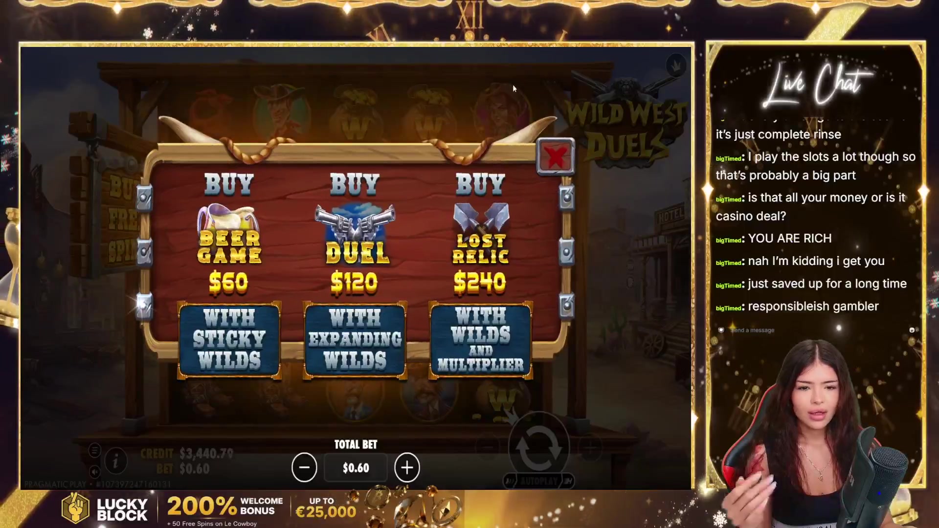 Wild West Duels: $3,993.60 win (6.66x)