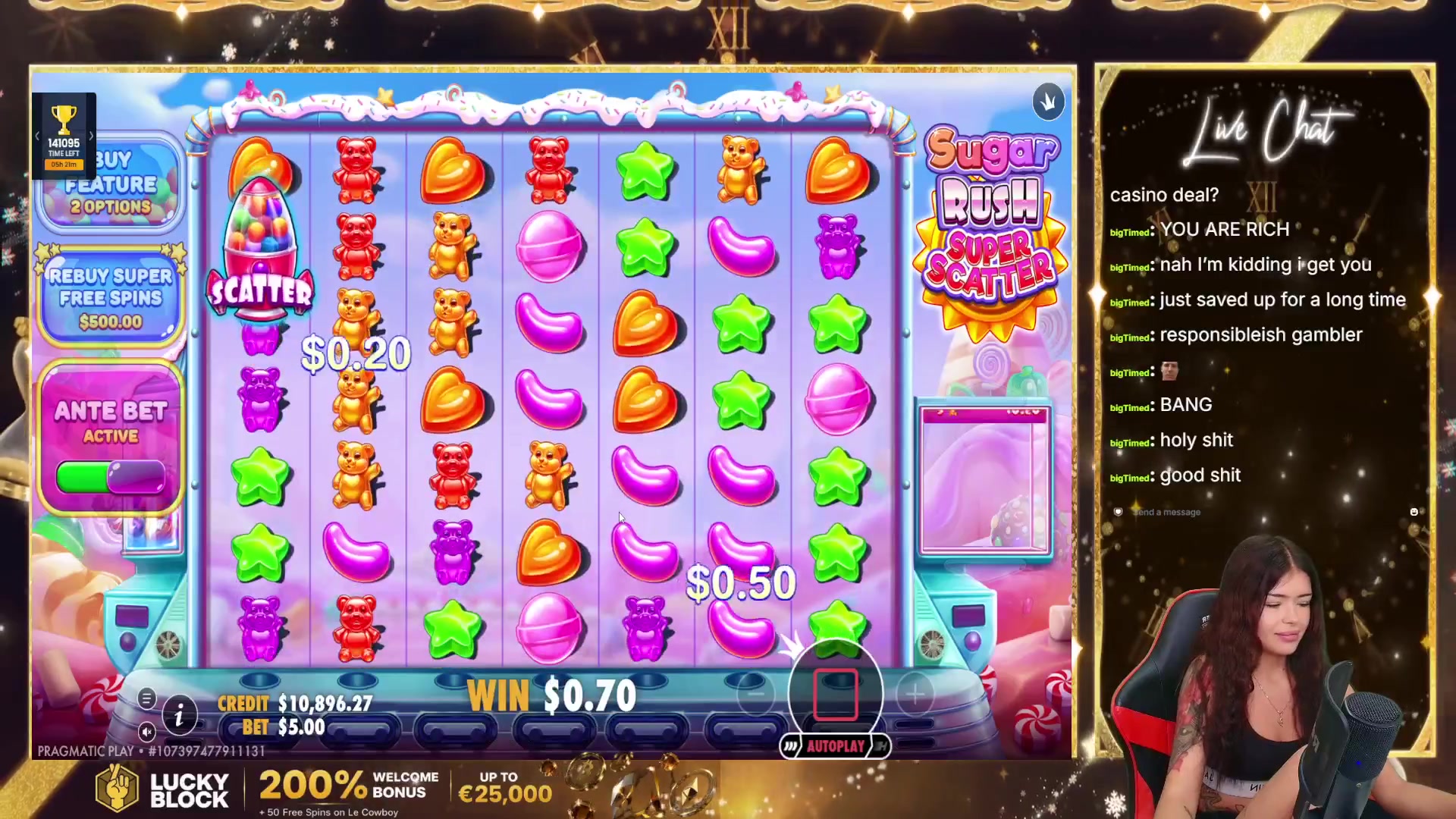 Sugar Rush Super Scatter: $6,429.12 win (10.72x)