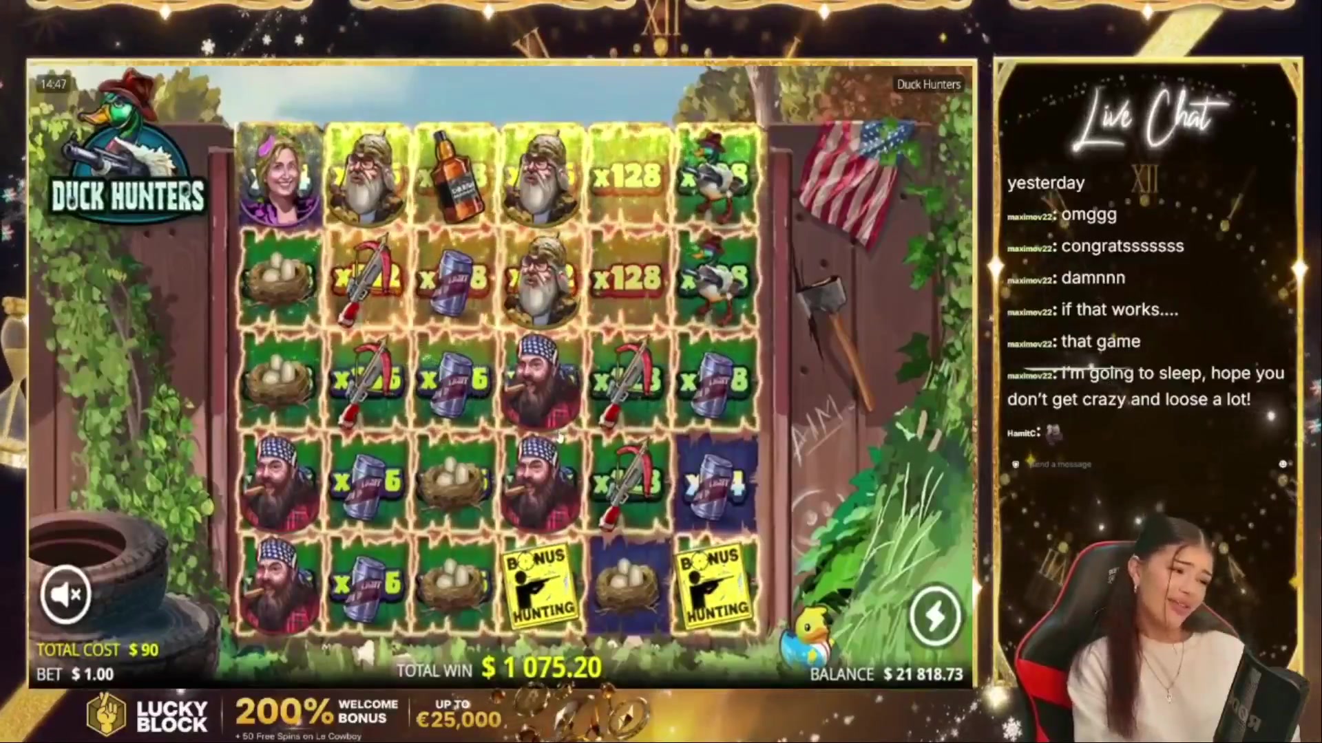 Duck Hunters: $3,865.60 win (42.96x)