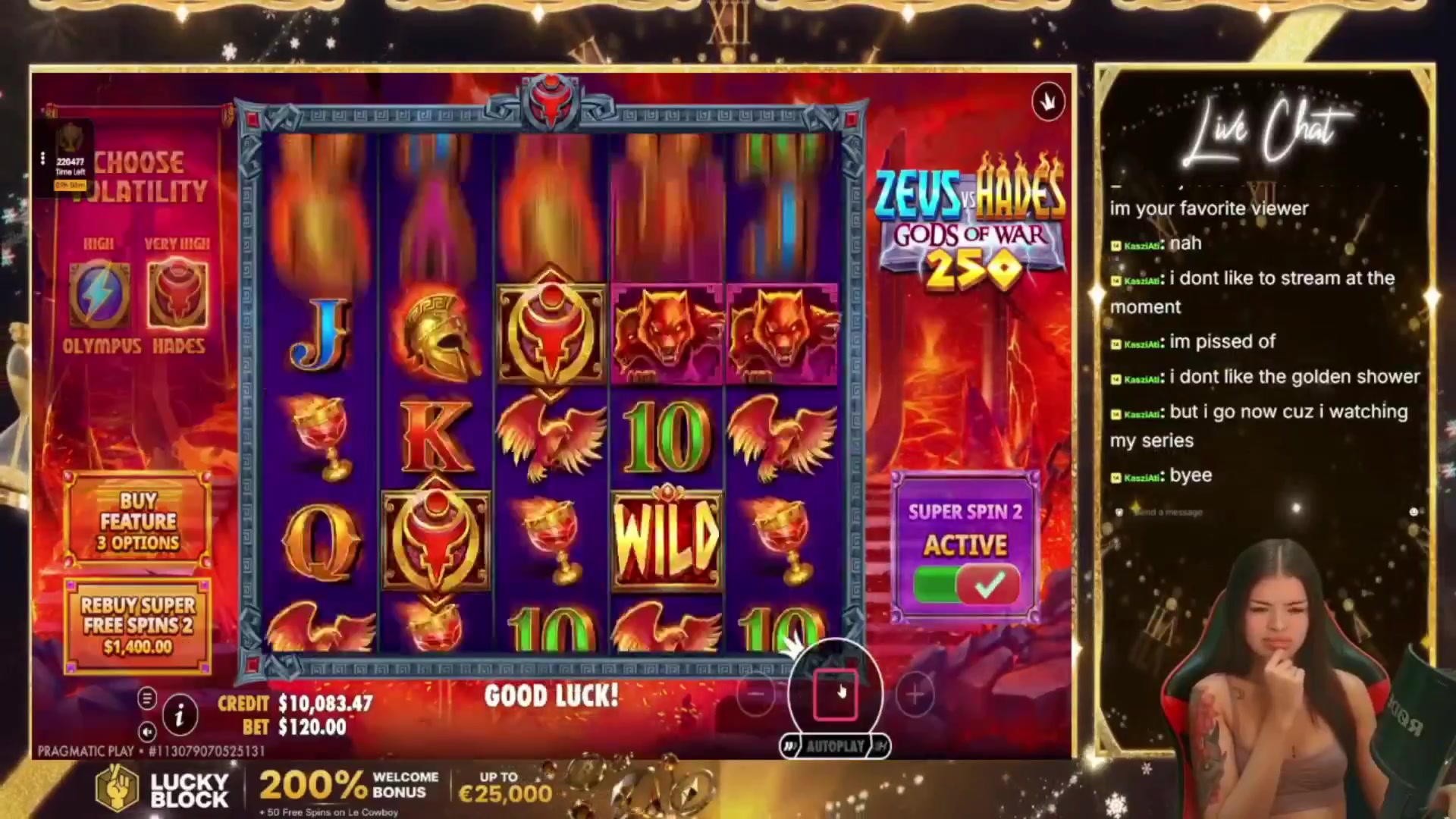 Zeus vs Hades - Gods of War 250: $7,140.00 win (59.51x)