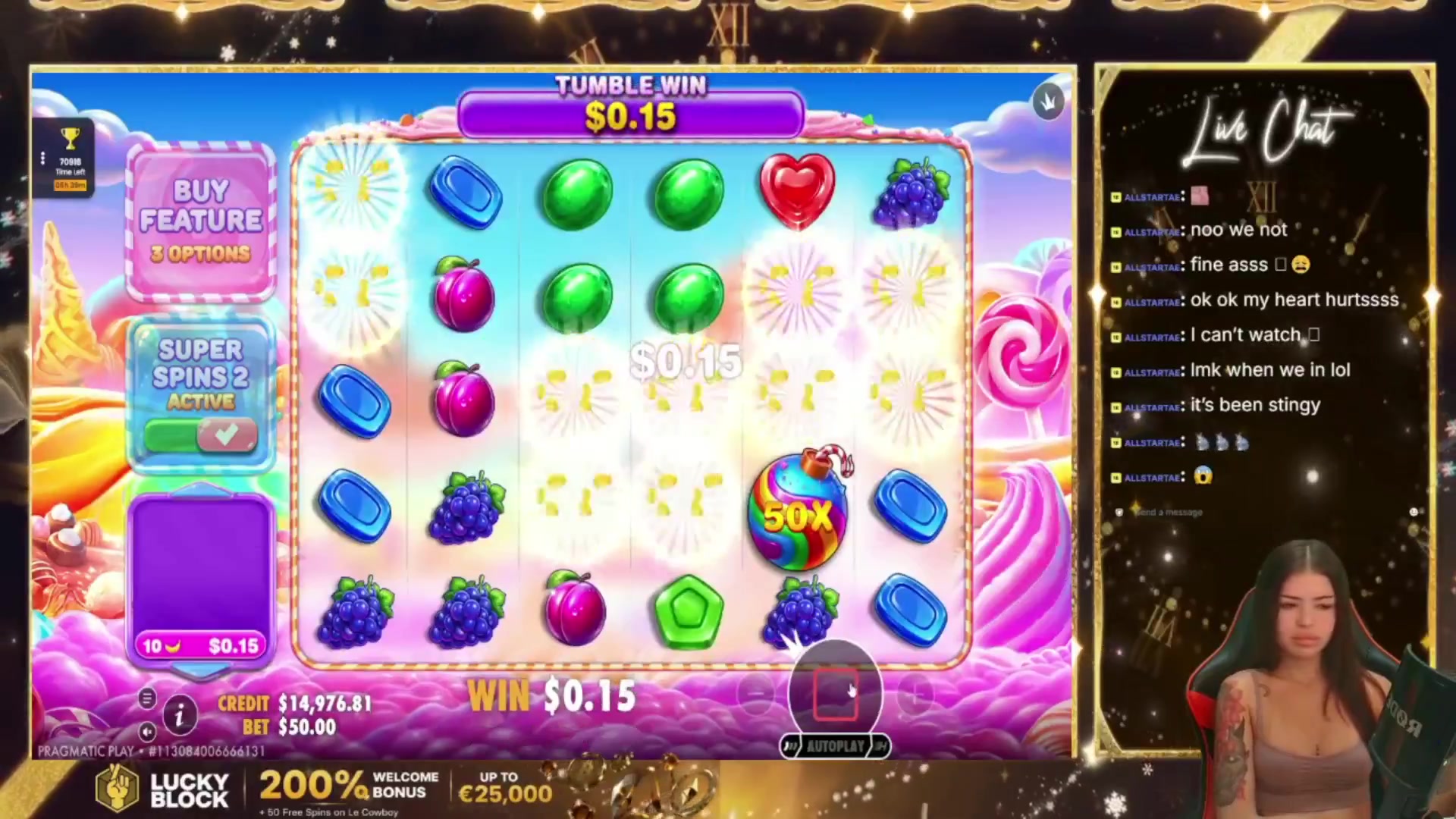 Sweet Bonanza 2500: $2,205.00 win (22.04x)