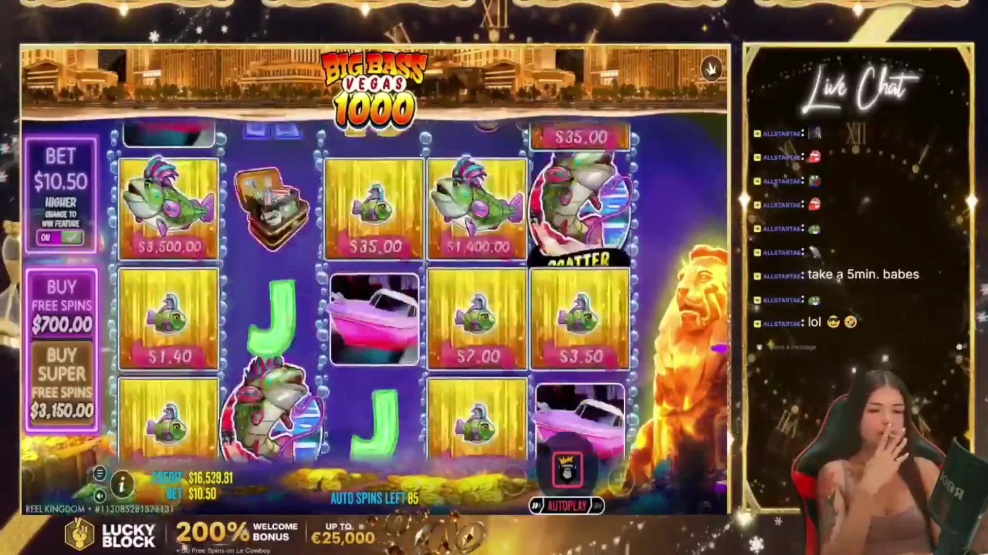 Big Bass Vegas 1000: $686.00 win (65.34x)