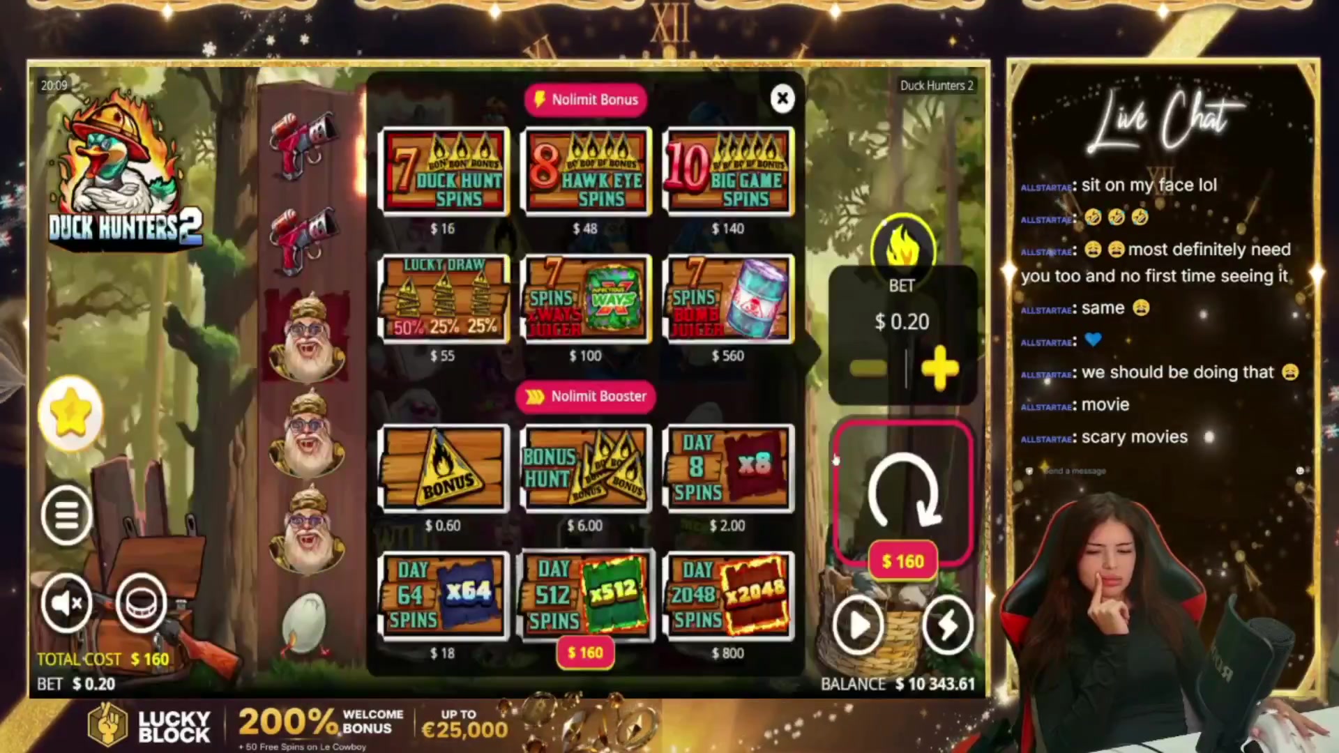 Duck Hunters 2: $829.44 win (5.18x)