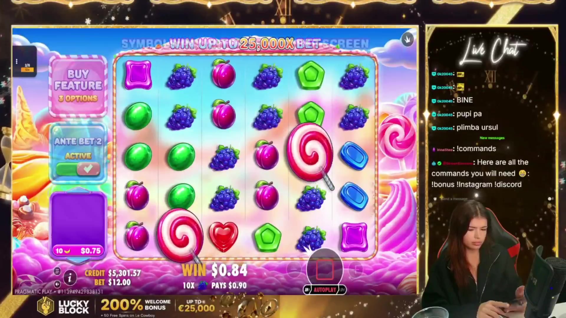 Sweet Bonanza 2500: $699.95 win (58.36x)