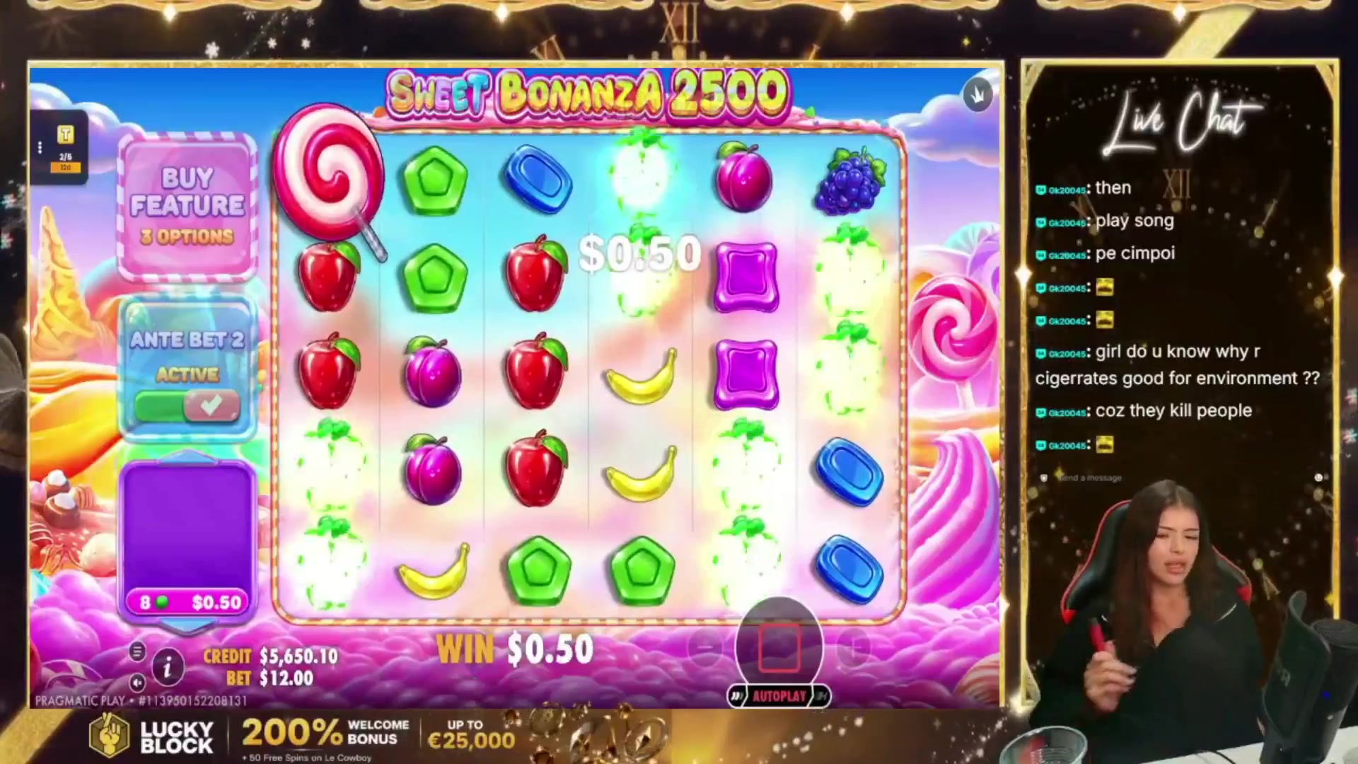 Sweet Bonanza 2500: $784.00 win (65.34x)