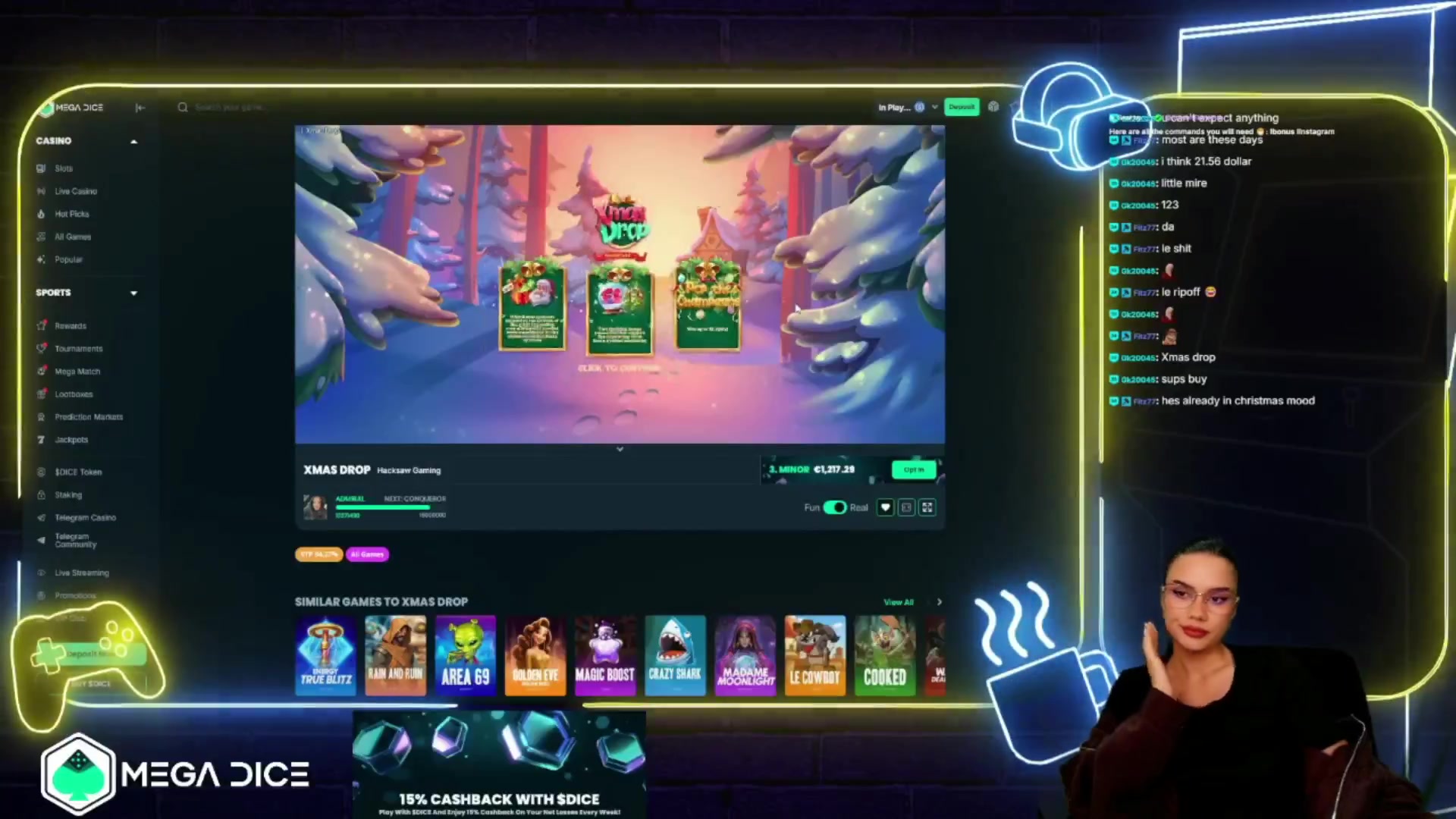 Xmas Drop: $1,009.00 win (5.04x)