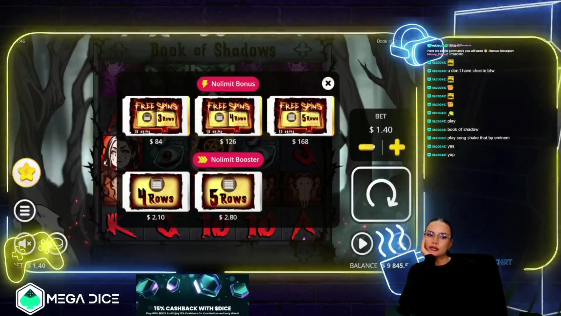Book of Shadows: $21,181.40 win (88.26x)