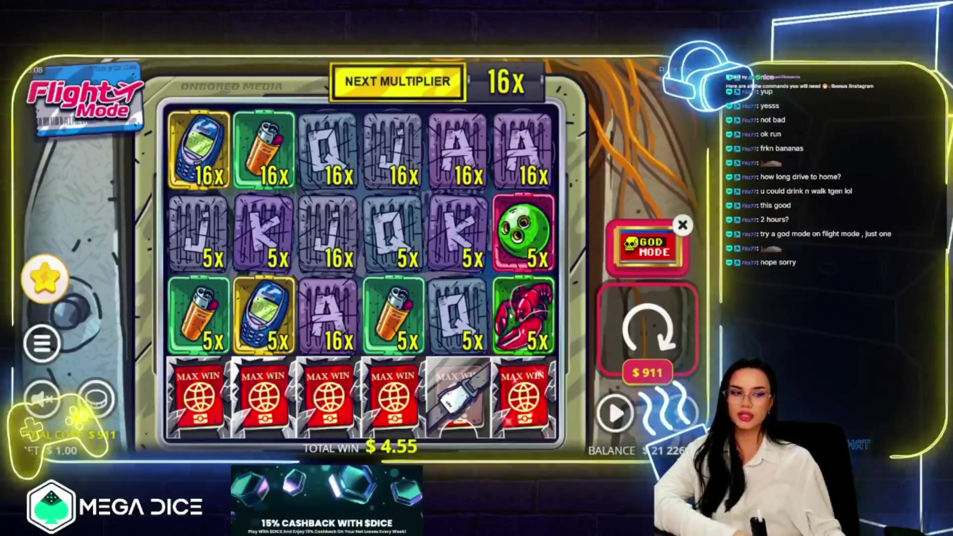 Flight Mode: $5,051.00 win (5.54x)