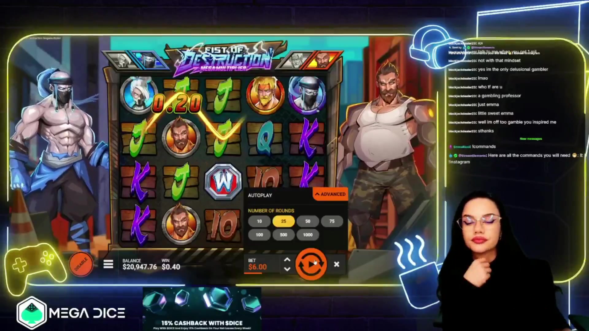 Fist of Destruction Megamultiplier: $5,448.20 win (9.91x)