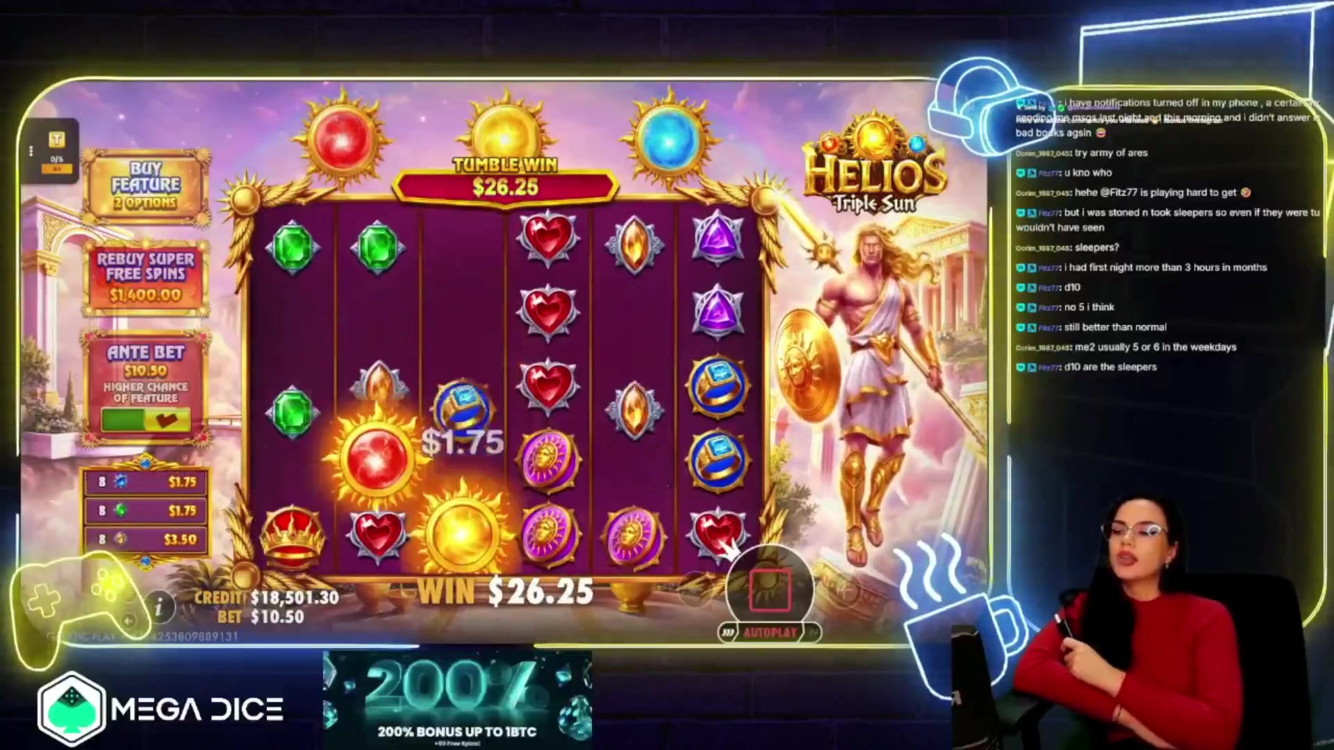 Helios Triple Sun: $505.75 win (48.16x)