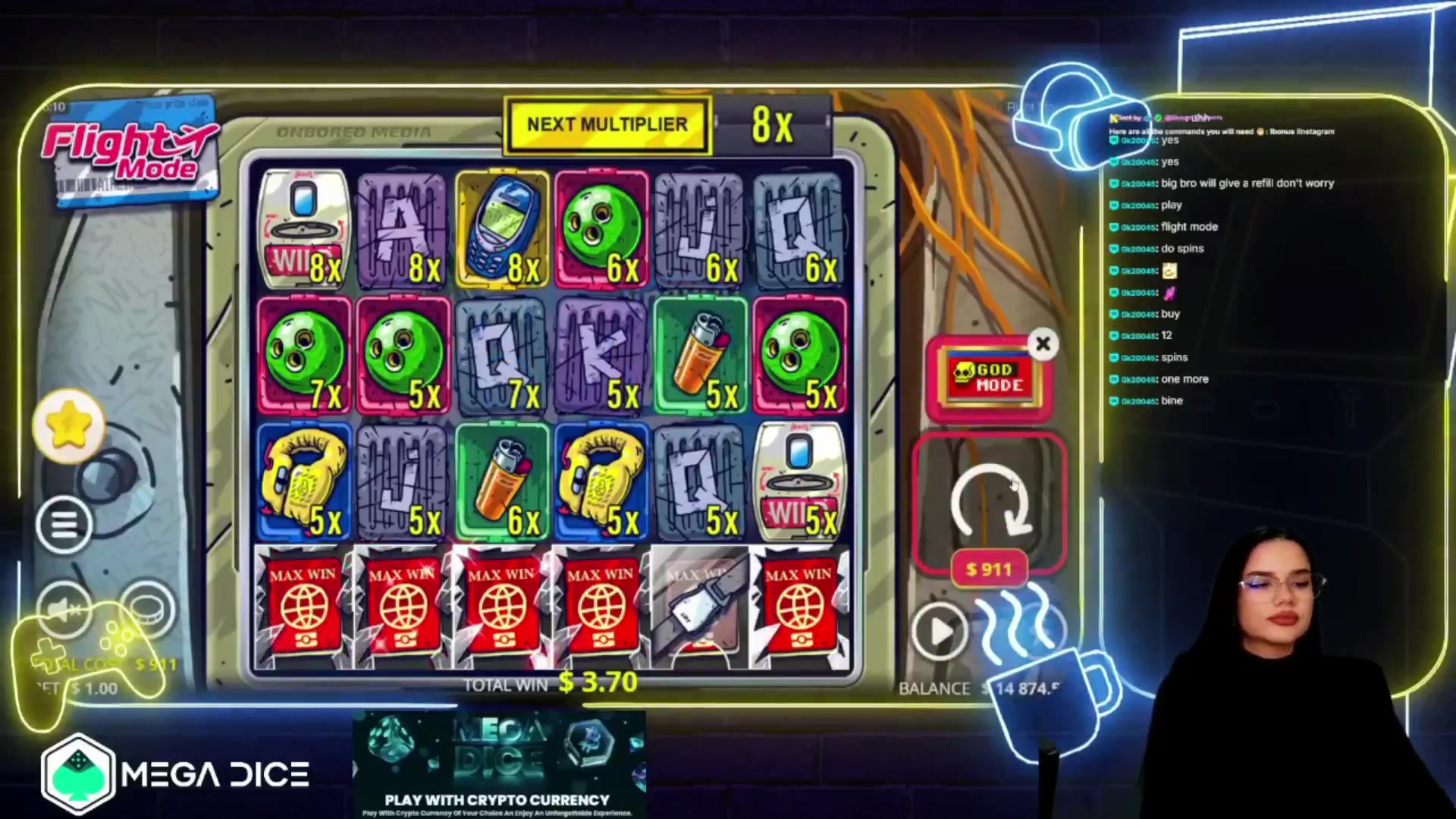 Flight Mode: $5,051.00 win (5.54x)