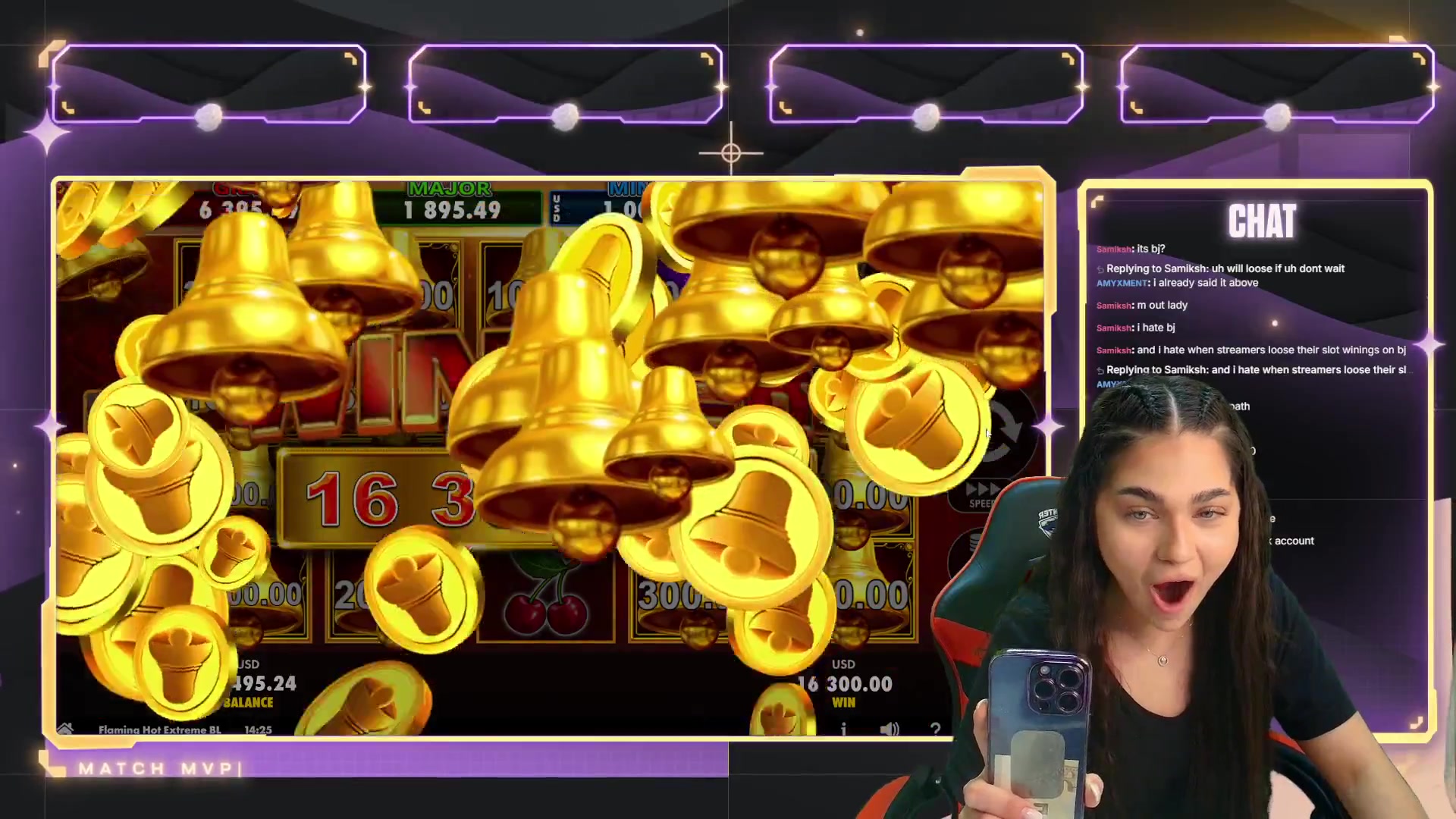 Flaming Hot Extreme Bell Link: $16,300.00 win (163x)