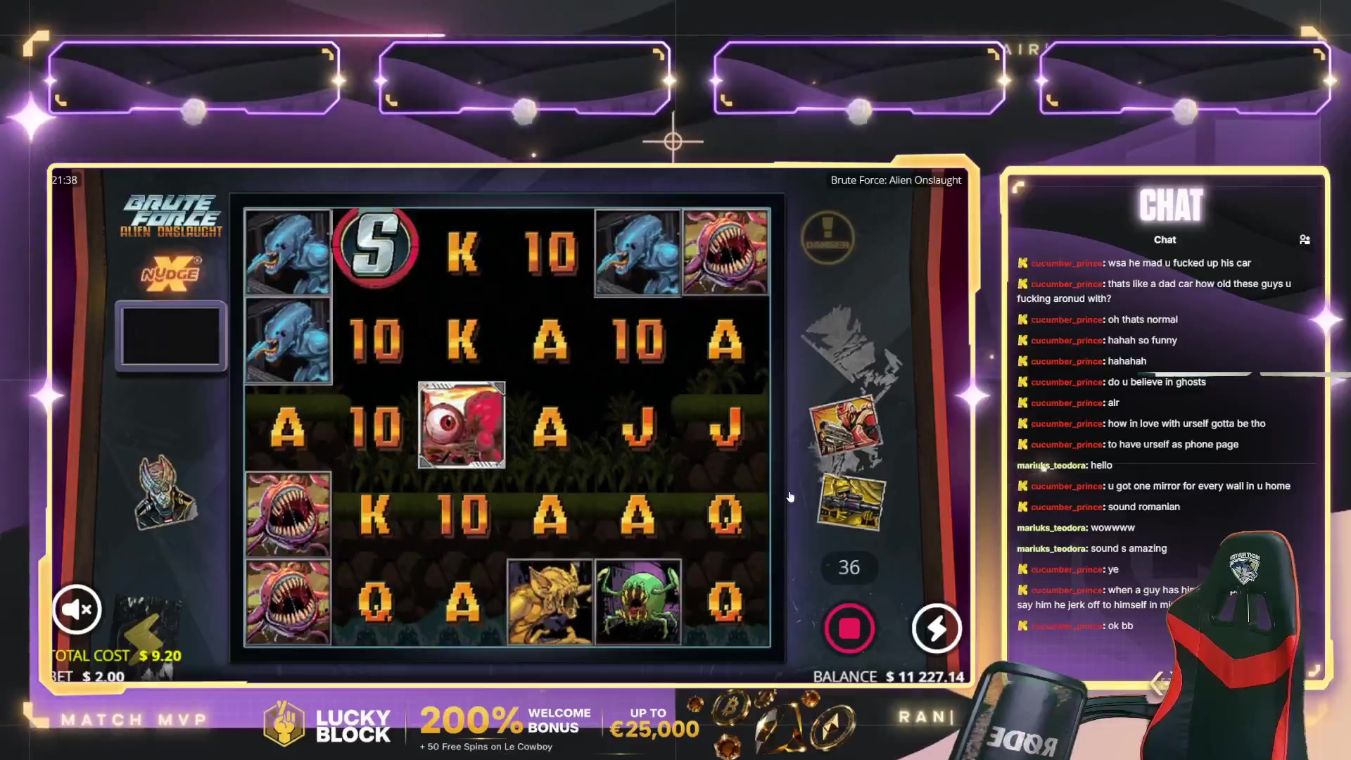 Brute Force: Alien Onslaught: $7,700.00 win (6.42x)