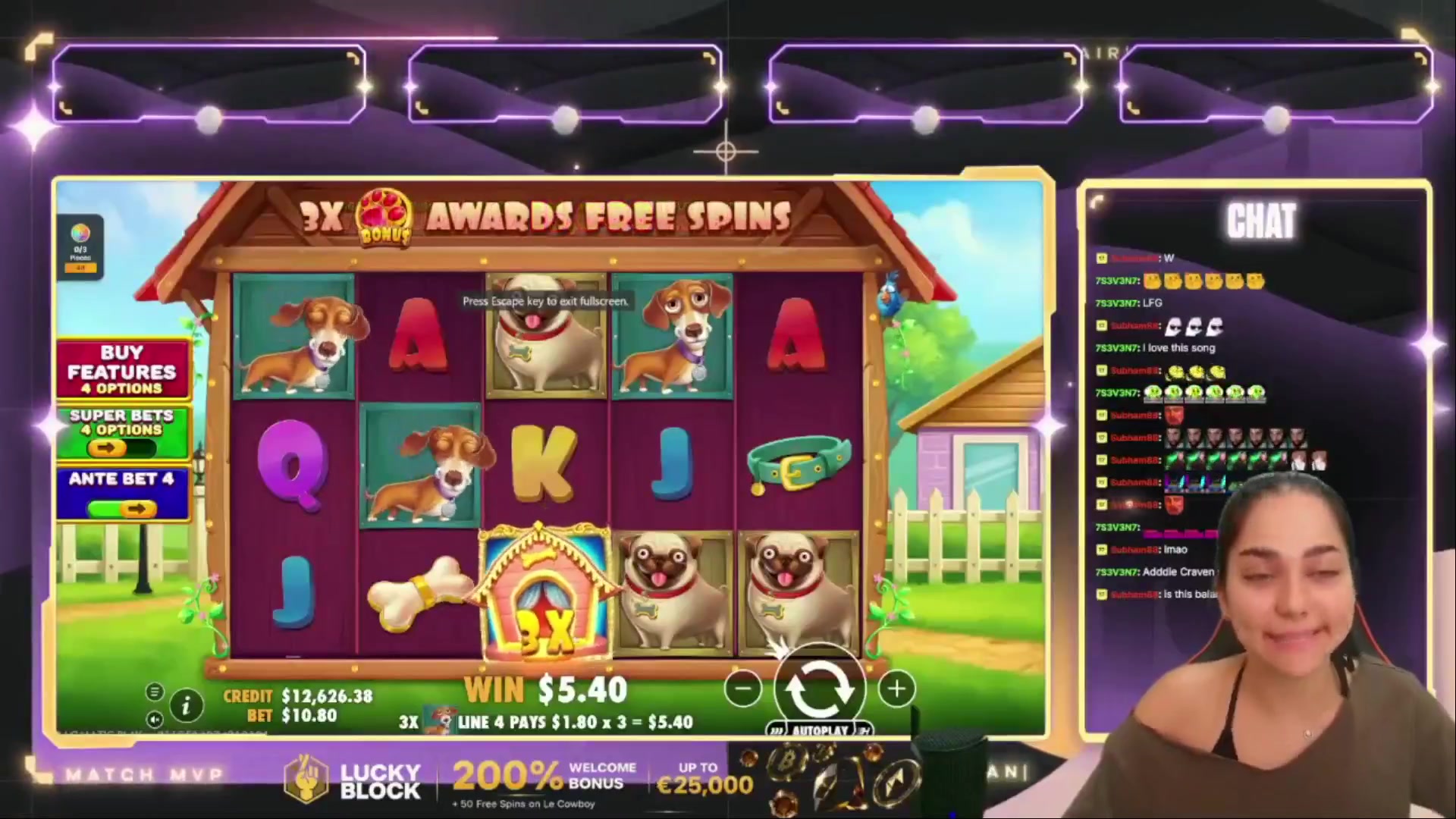 The Big Dog House: $4,824.90 win (89.34x)