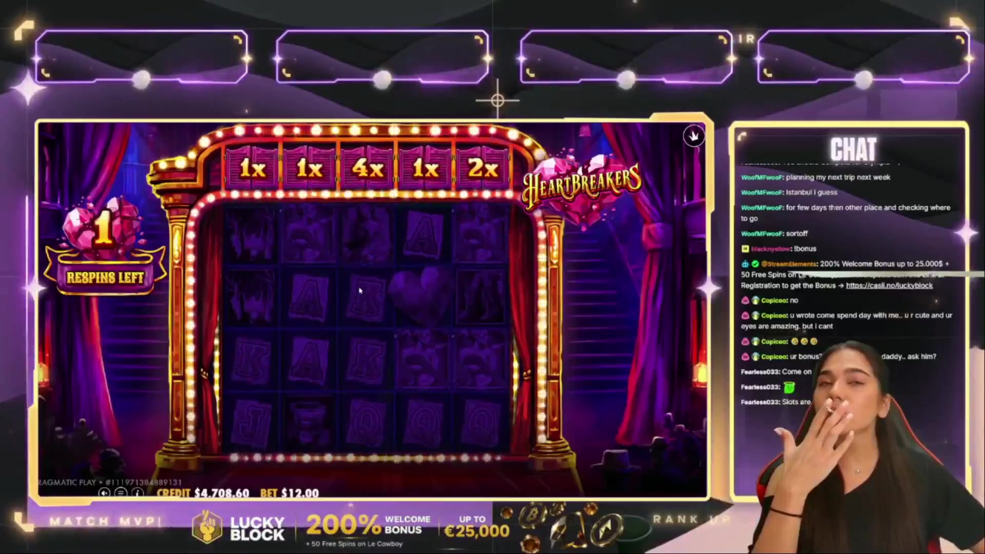 Heartbreakers: $1,640.00 win (136.67x)