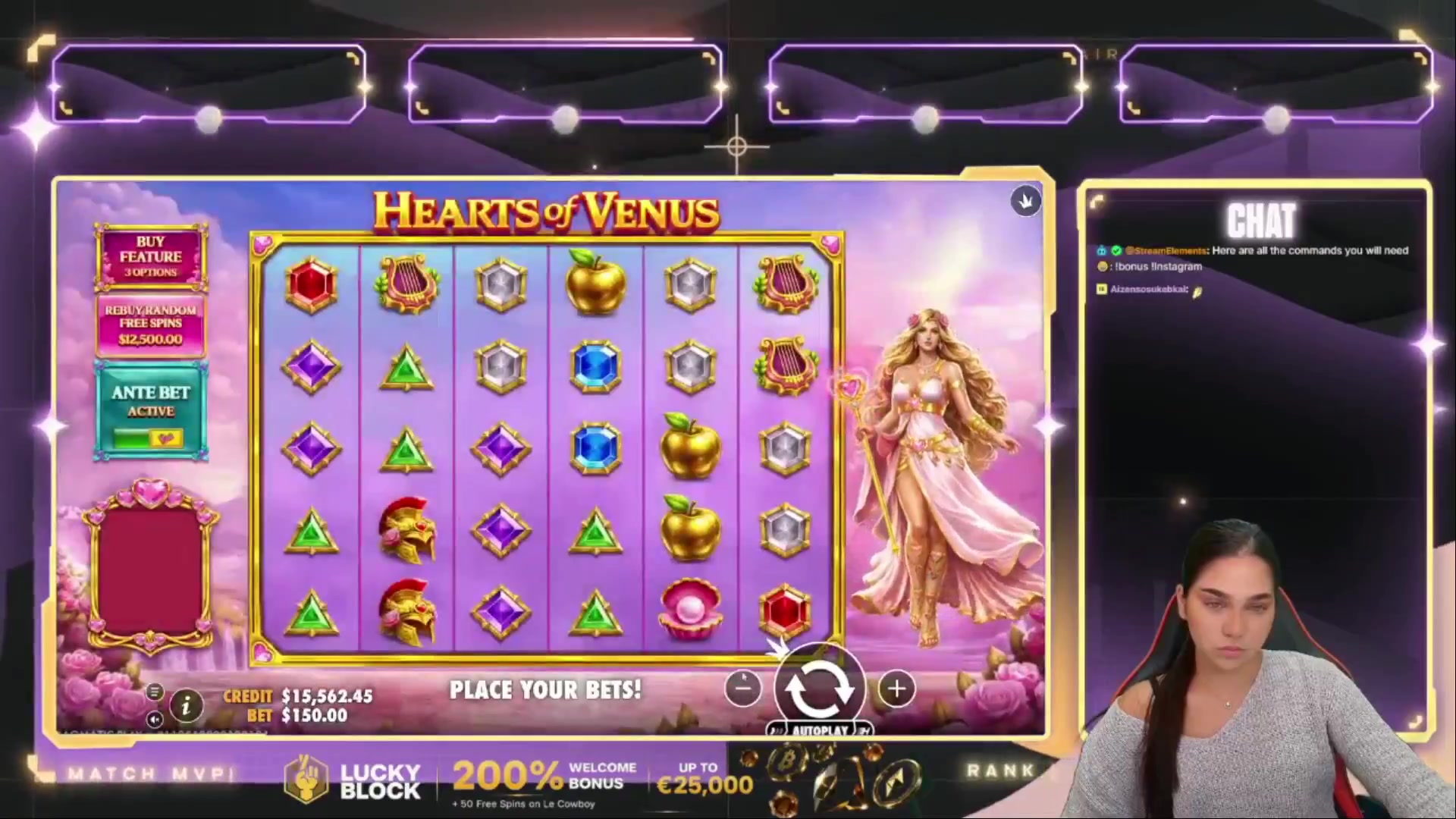 Hearts of Venus: $1,752.80 win (20.87x)