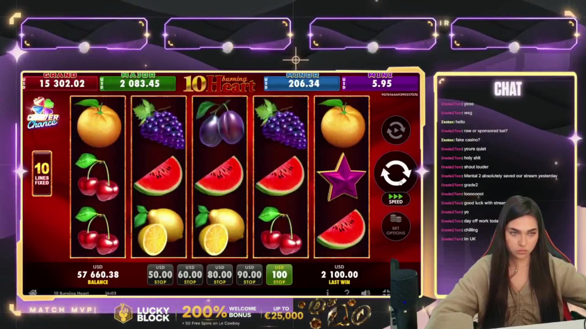 10 Burning Heart: $2,100.00 win (21x)