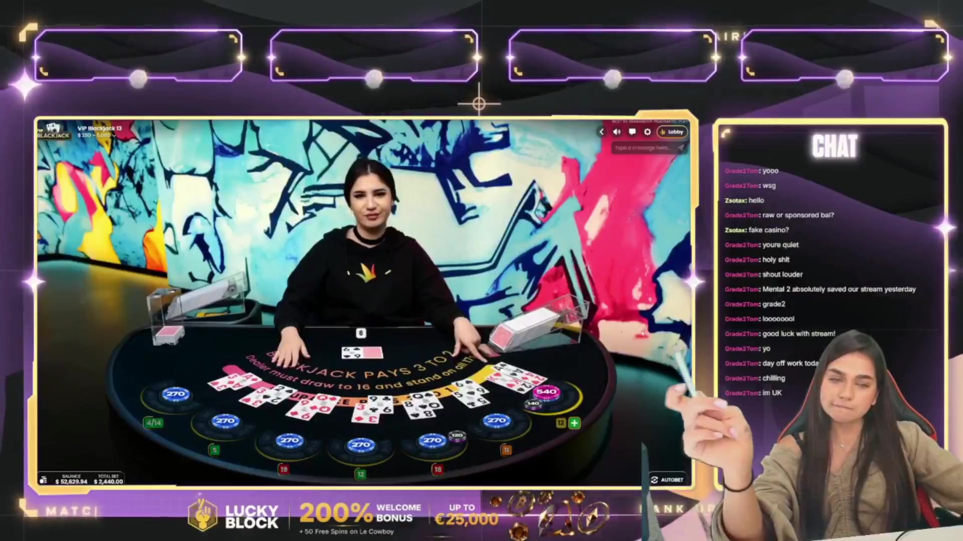 VIP Blackjack 13: $4,040.00 win (14.97x)