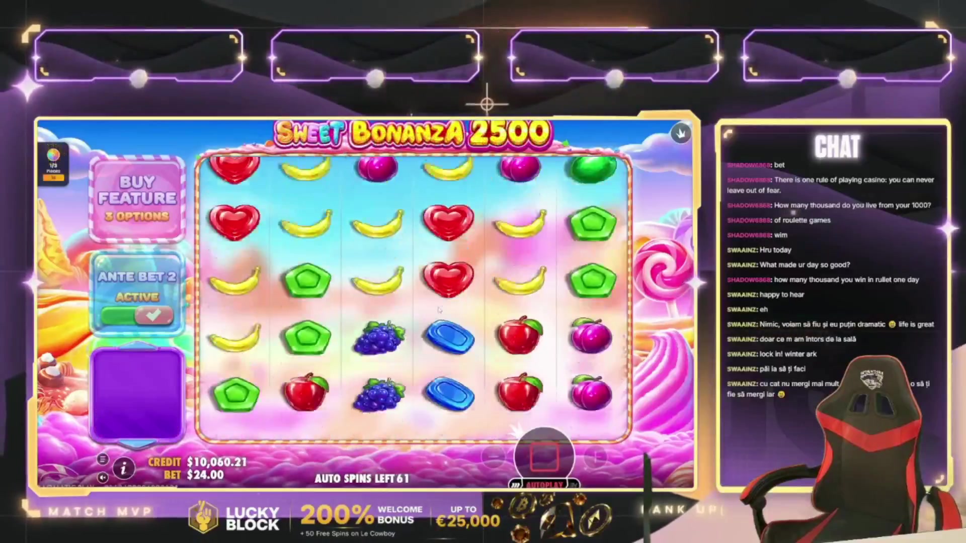 Sweet Bonanza 2500: $2,072.80 win (86.36x)