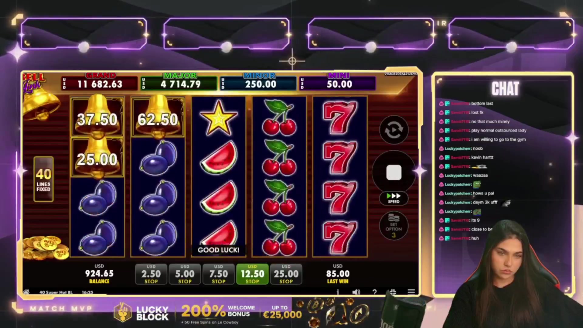 40 Super Hot Bell Link: $1,000.00 win (79.99x)