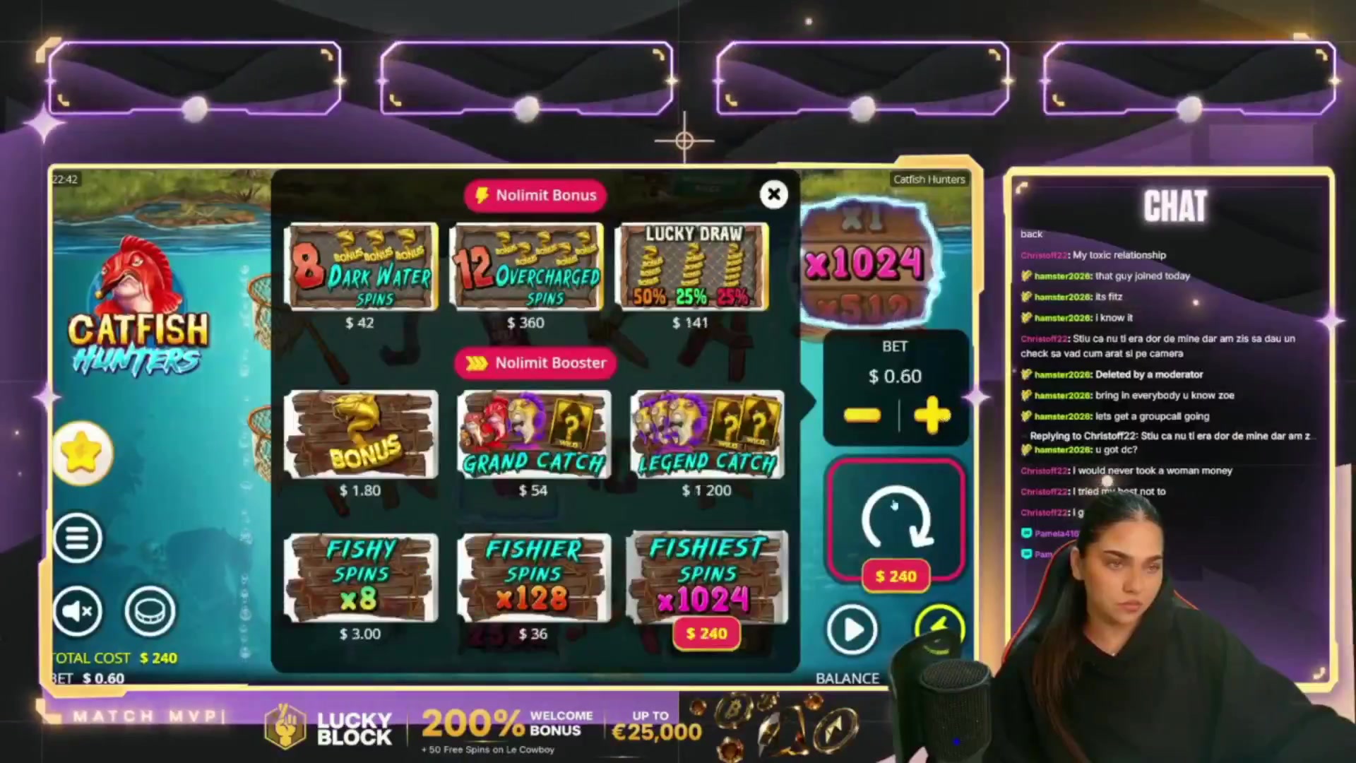 Catfish Hunters: $1,282.80 win (5.34x)
