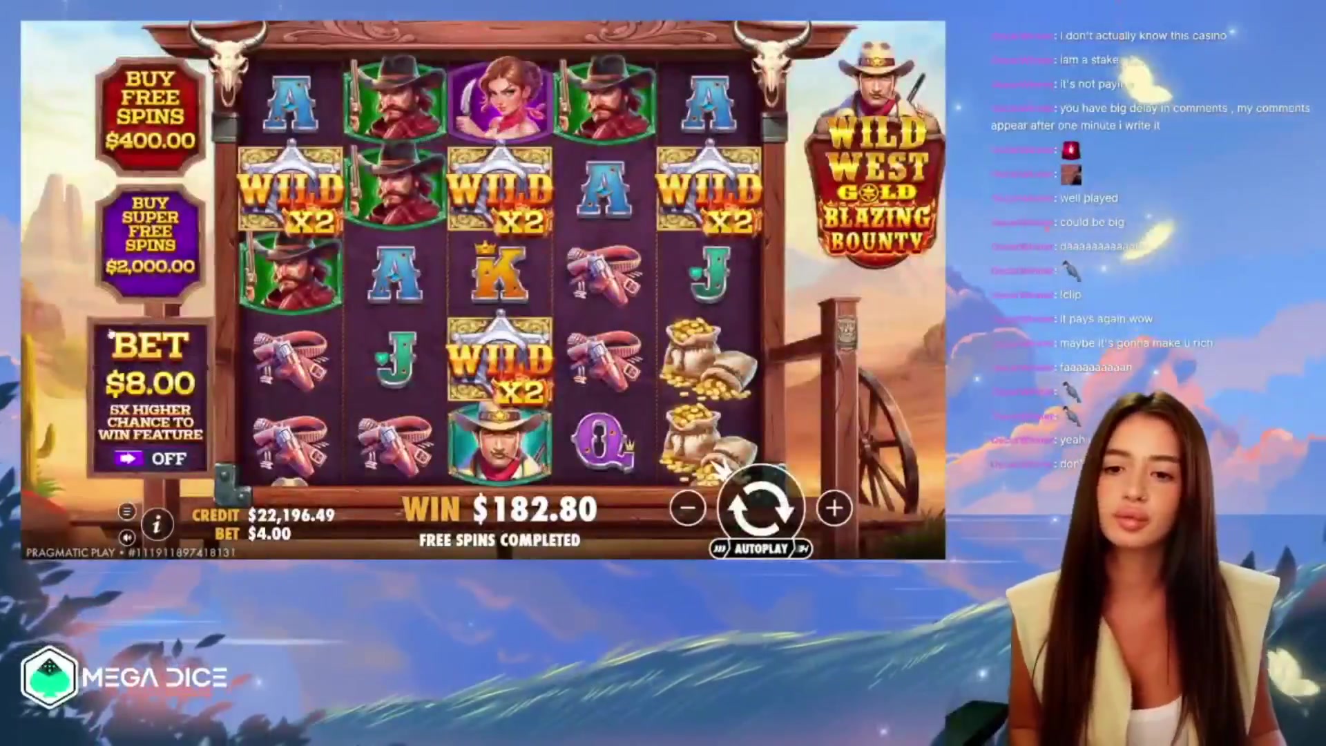 Wild West Gold Blazing Bounty: $987.30 win (54.84x)