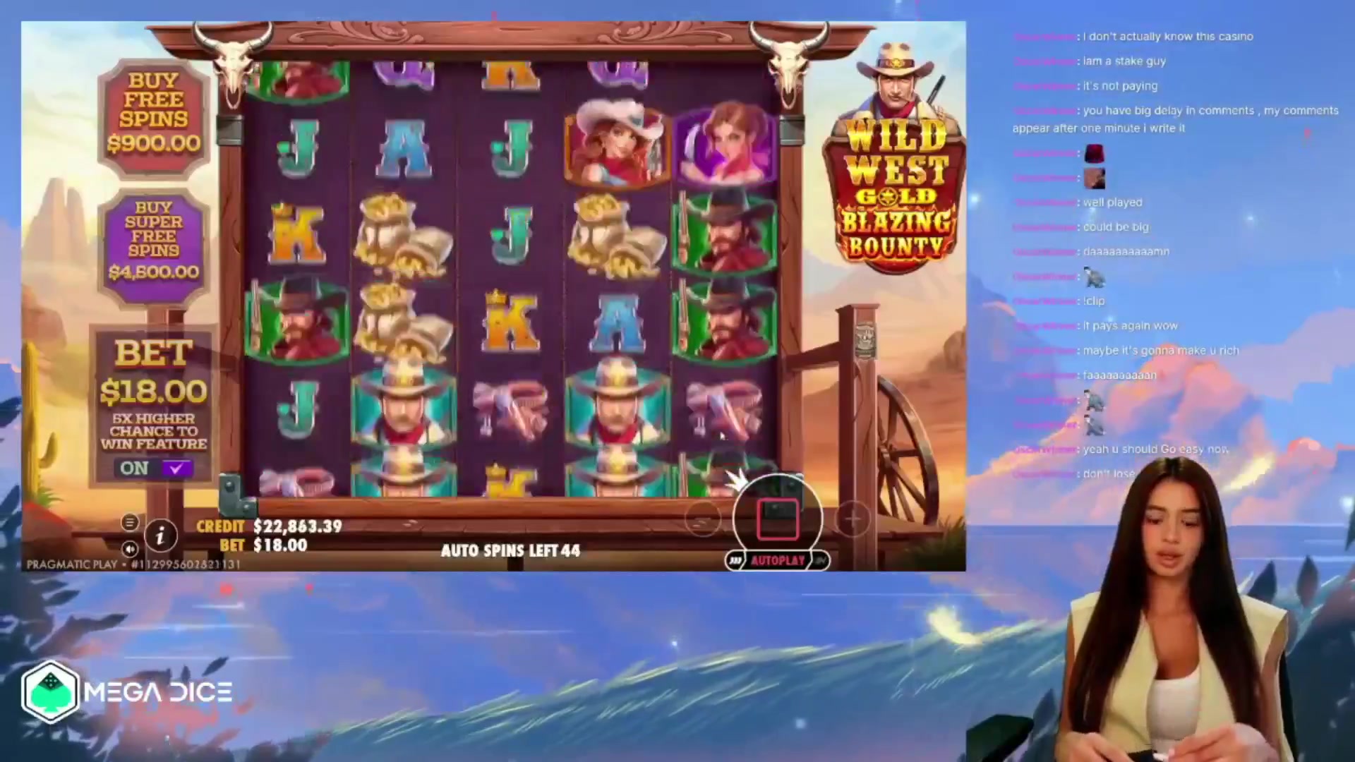 Wild West Gold Blazing Bounty: $1,082.25 win (60.11x)