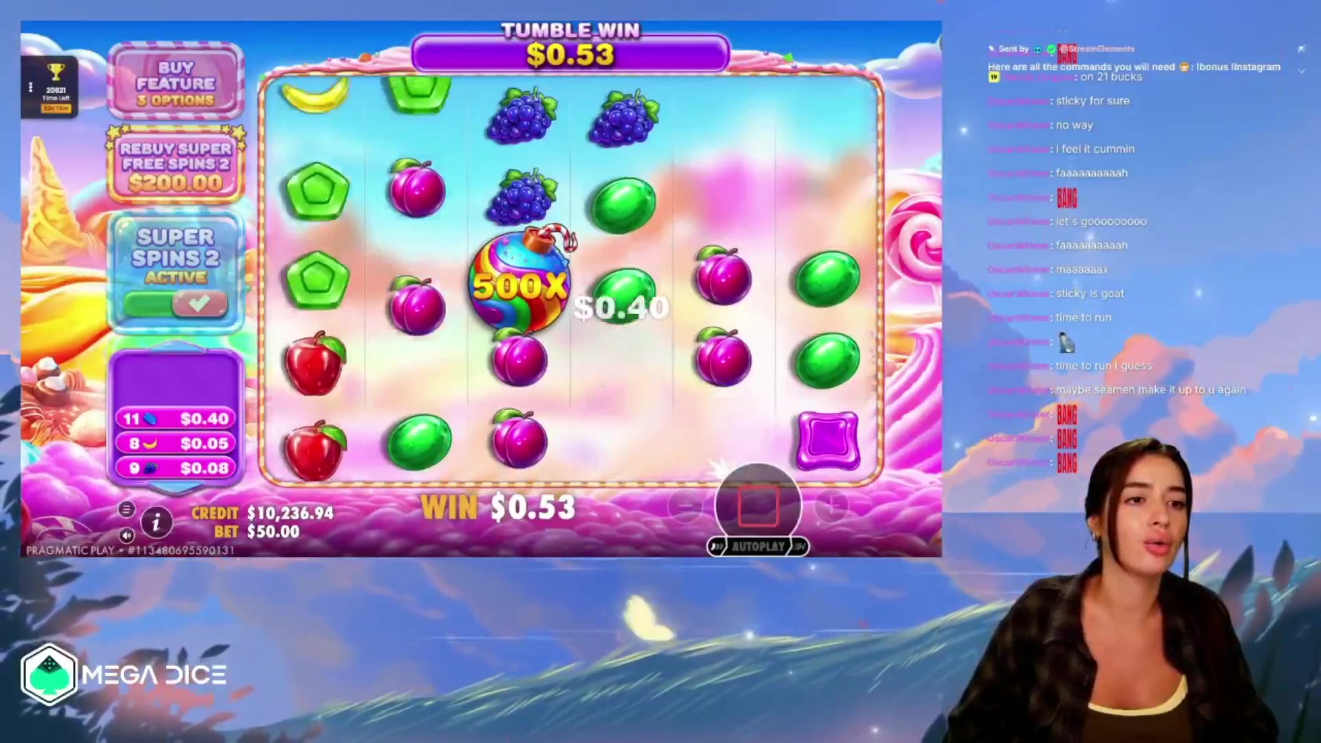 Sweet Bonanza 2500: $2,562.00 win (25.62x)