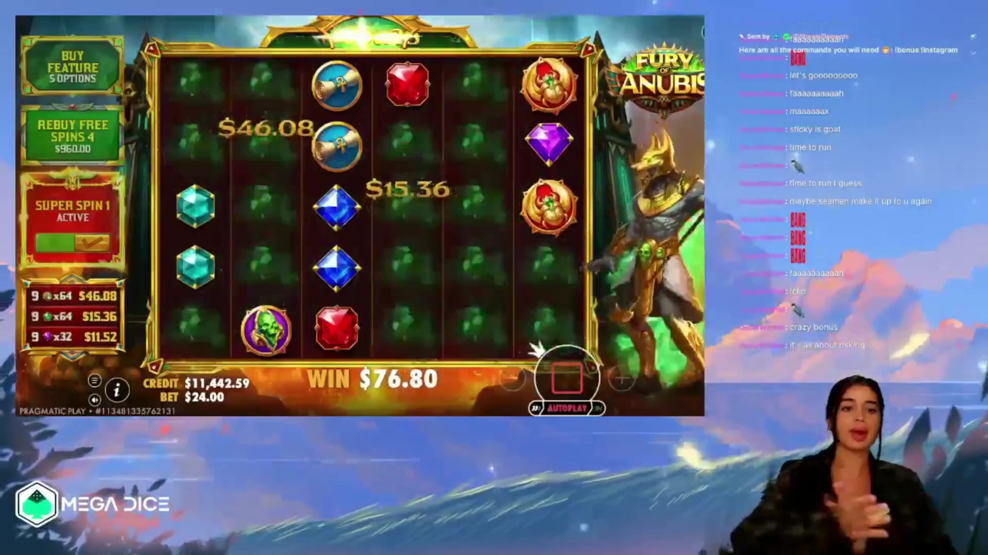 Fury of Anubis: $614.40 win (25.6x)