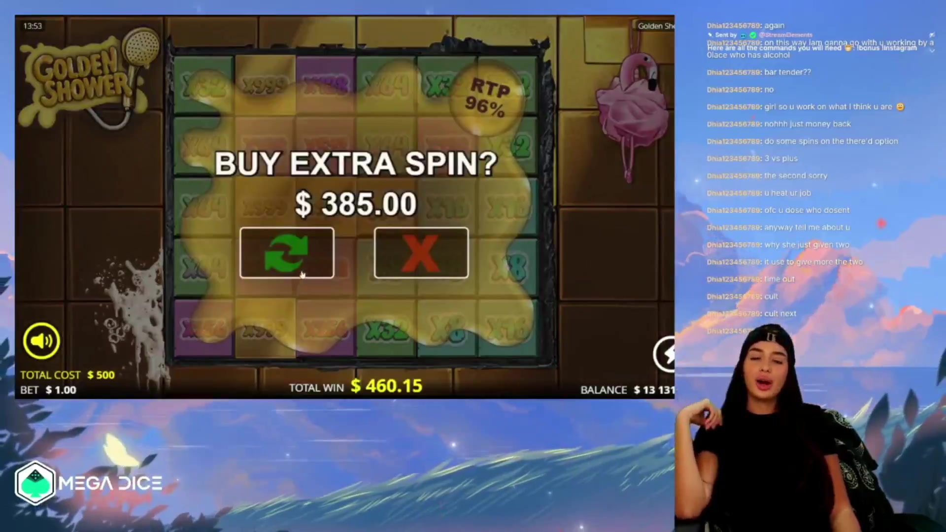 Golden Shower: $518.40 win (6.48x)