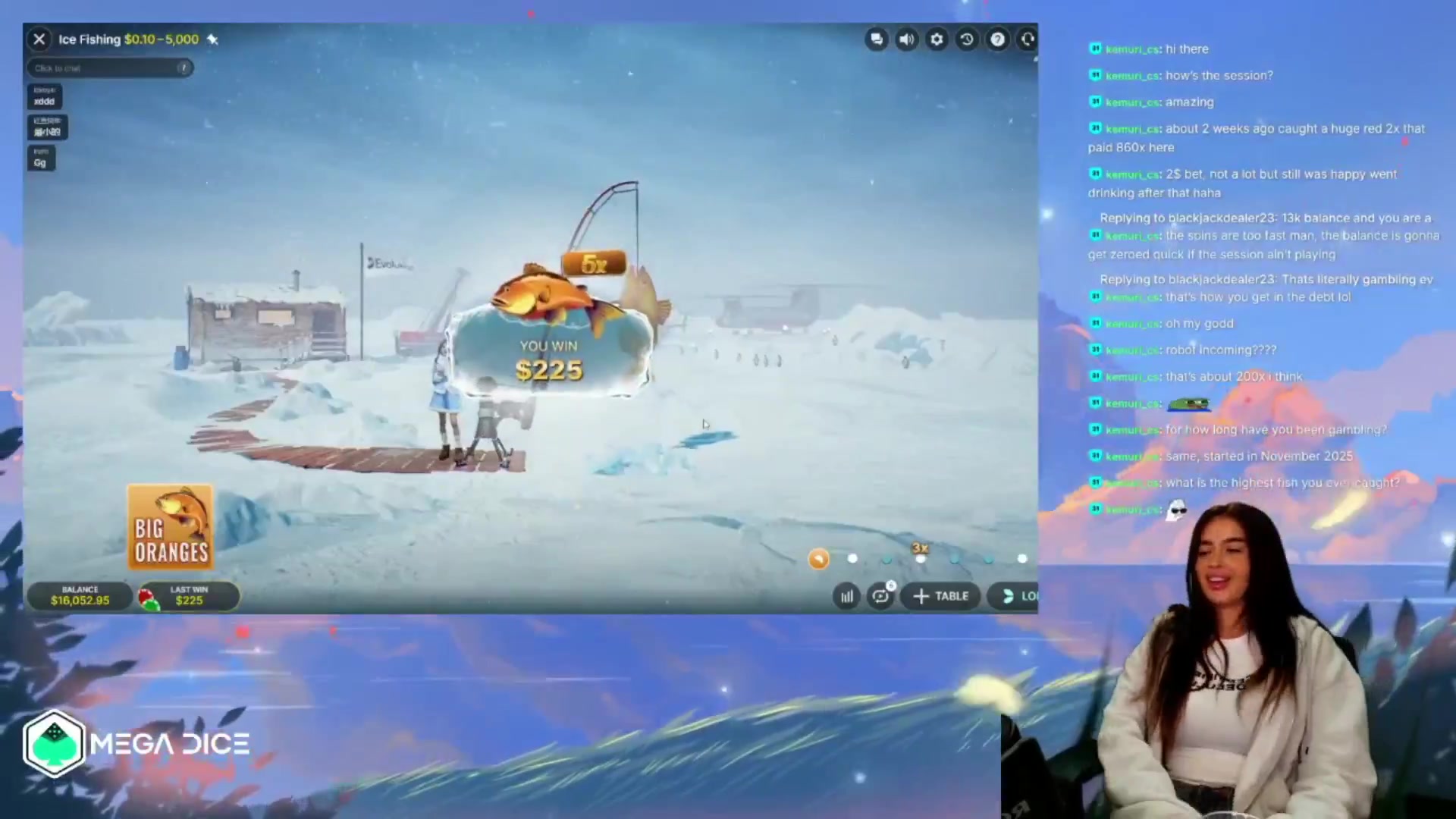Ice Fishing: $1,215.00 win (6.57x)