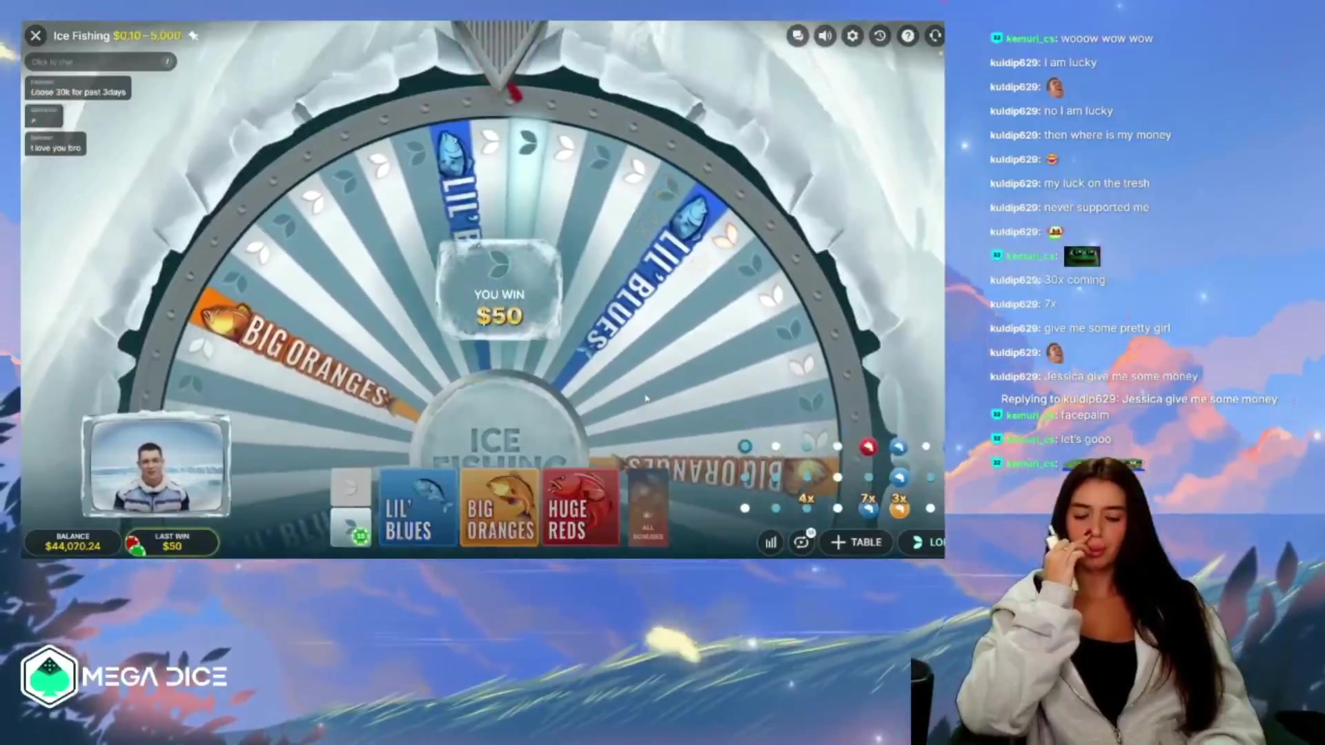 Ice Fishing: $2,310.00 win (10.74x)