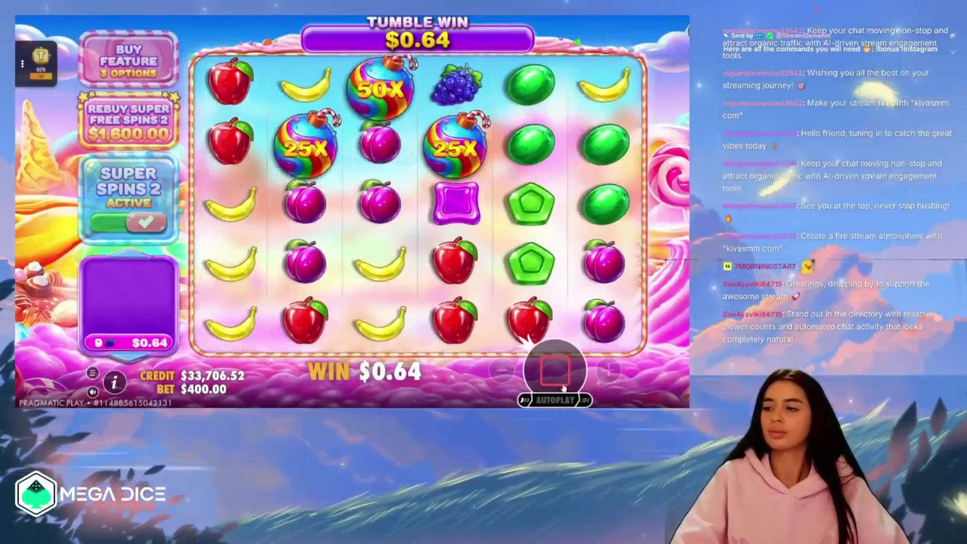 Sweet Bonanza 2500: $2,058.00 win (5.15x)