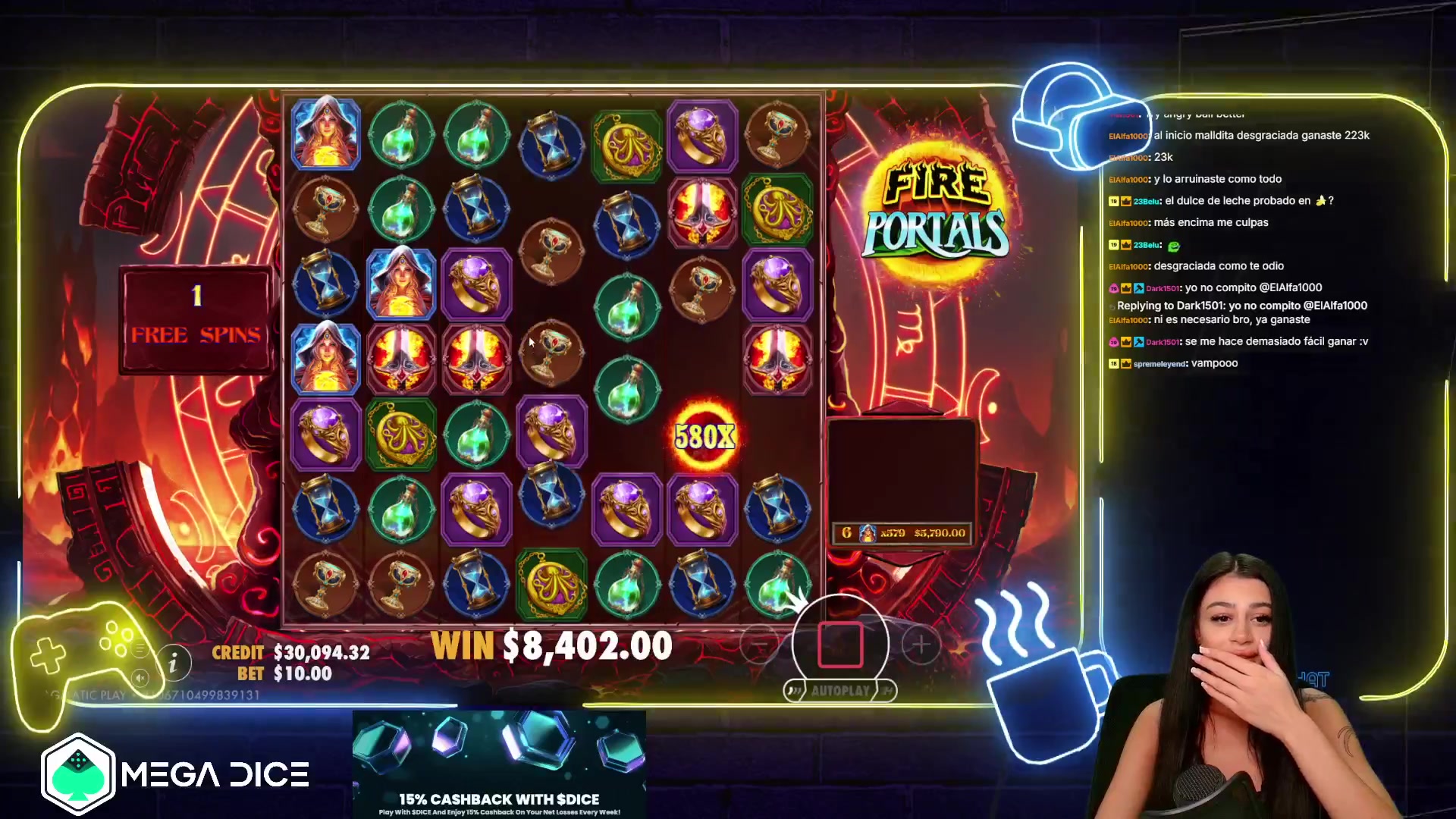 Fire Portals: $8,402.00 win (8.4x)