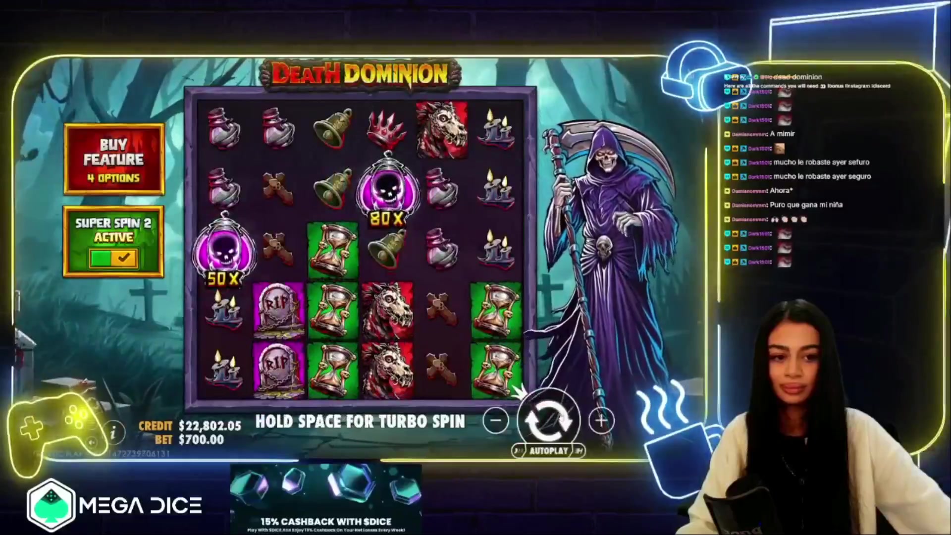 Death Dominion: $16,585.80 win (23.7x)