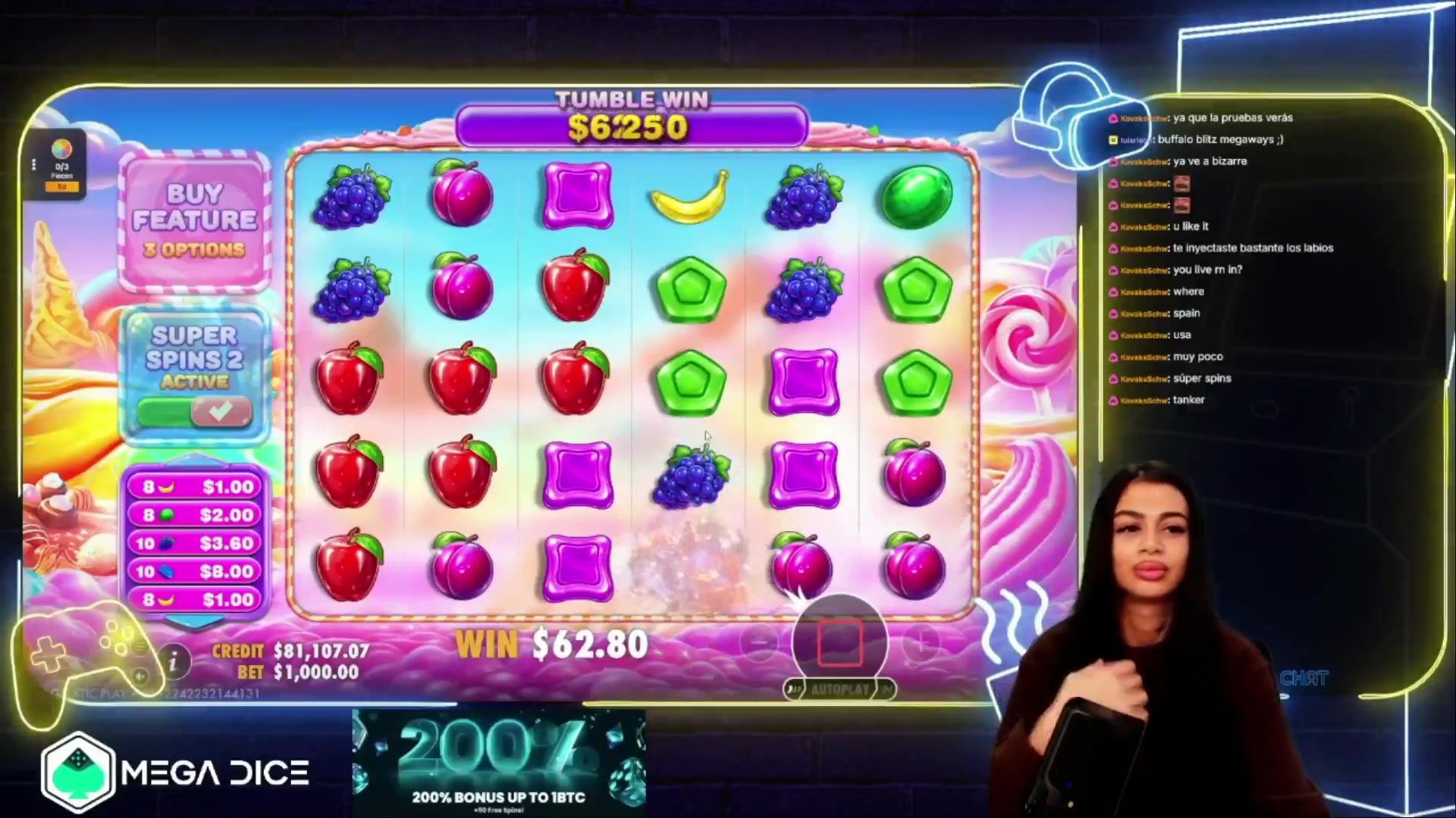Sweet Bonanza 2500: $24,640.00 win (24.64x)