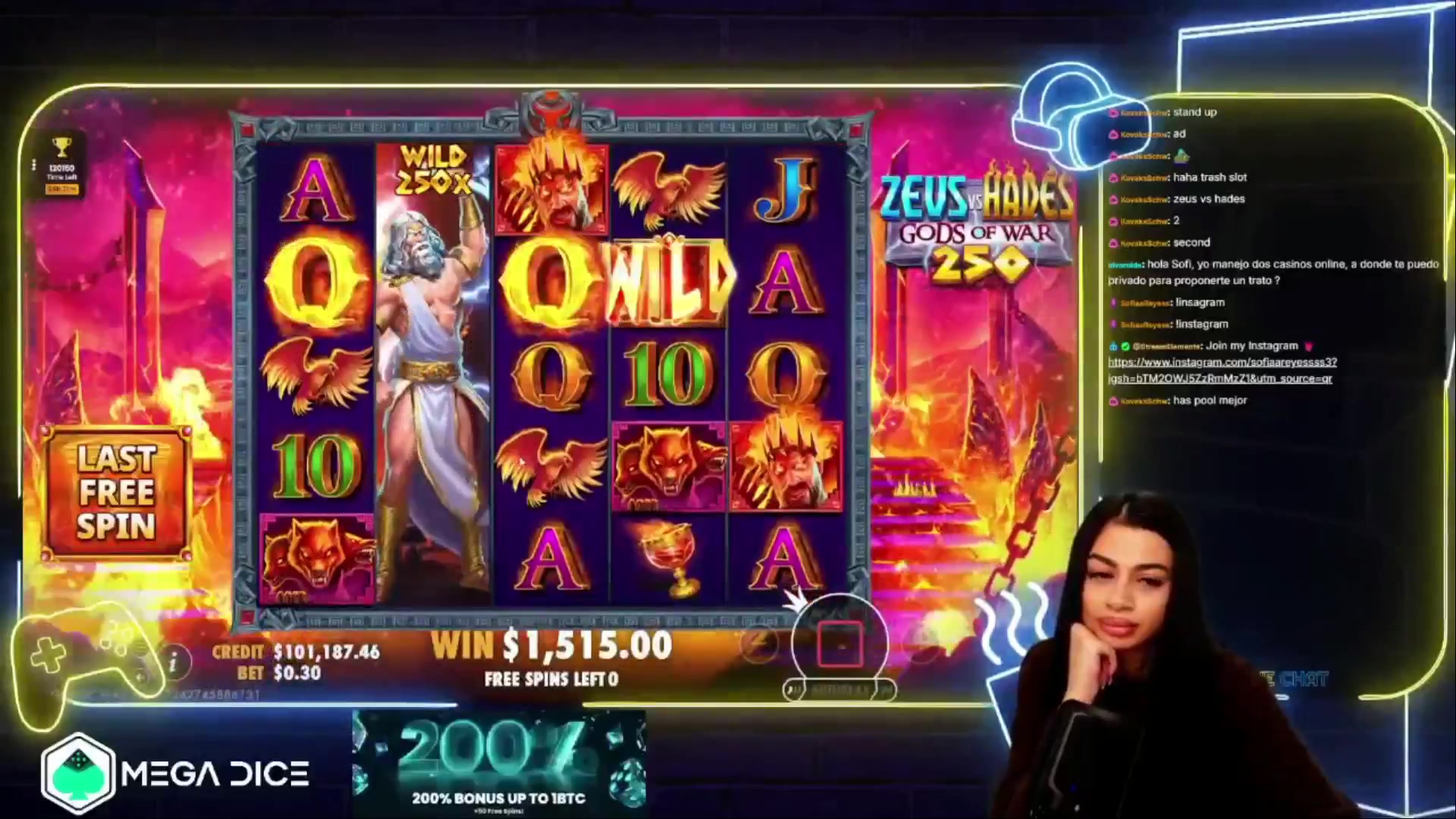 Zeus vs Hades - Gods of War 250: $5,351.28 win (5.1x)