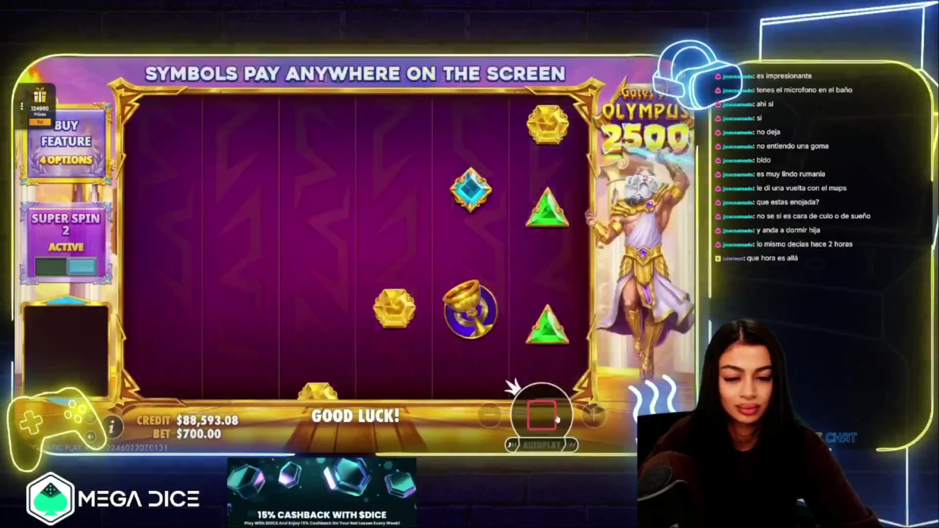 Gates of Olympus 2500: $4,466.00 win (6.38x)